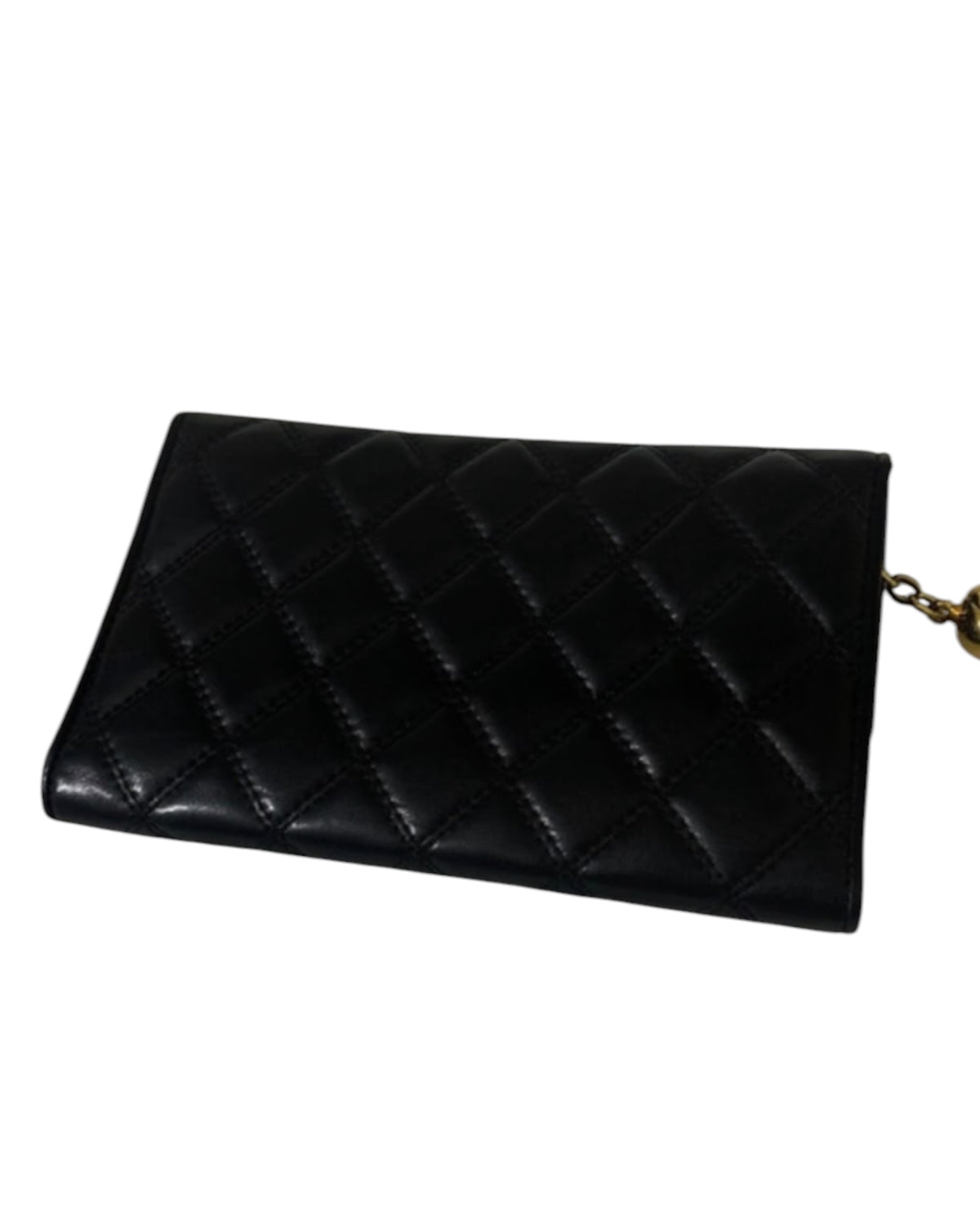 Vintage Chanel Black Quilted Leather CC Tassel Wallet