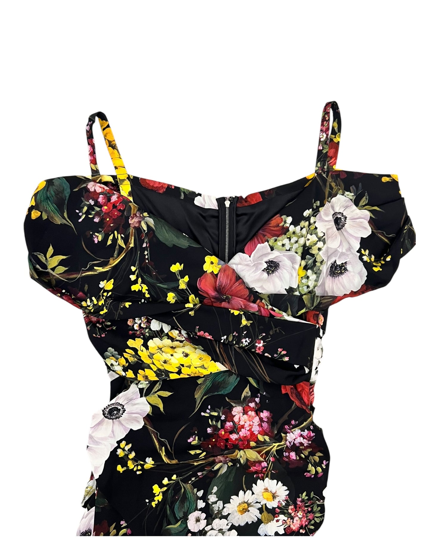 Dolce & Gabbana Black Floral Silk Midi Dress – IT 44