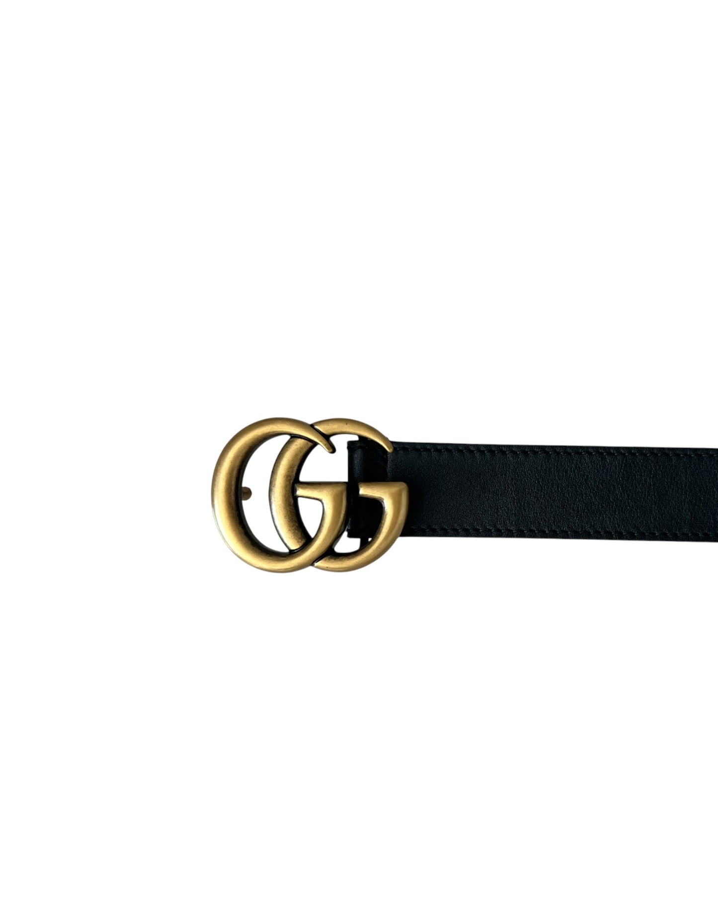 Gucci GG Marmont Leather Belt – Black | Antique Gold