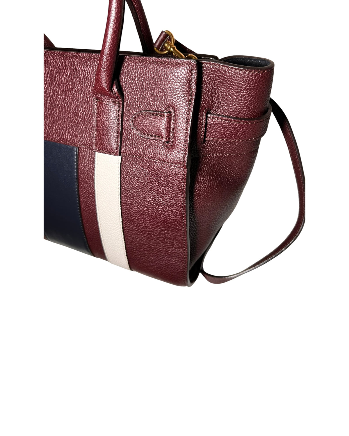 Mulberry College Stripe Tote Burgundy