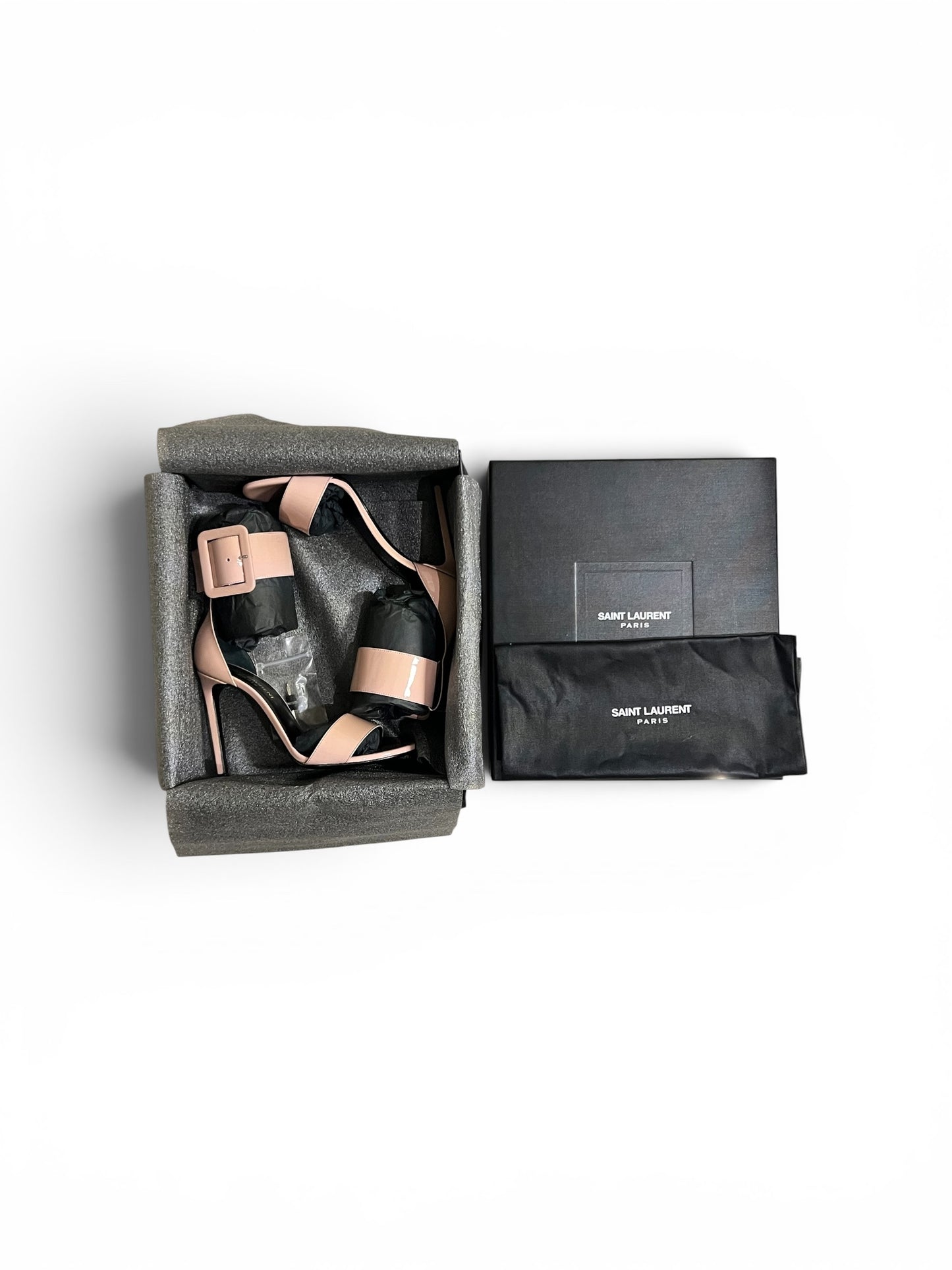 Saint Laurent Tribute Patent Leather Sandals Pink | Size EU 36