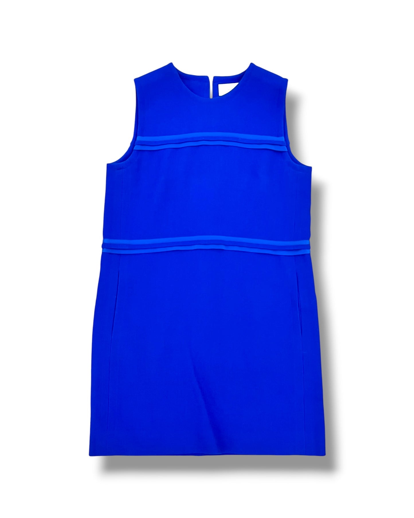 Victoria Beckham Sleeveless Wool & Silk Shift Dress – Cobalt Blue – UK 10