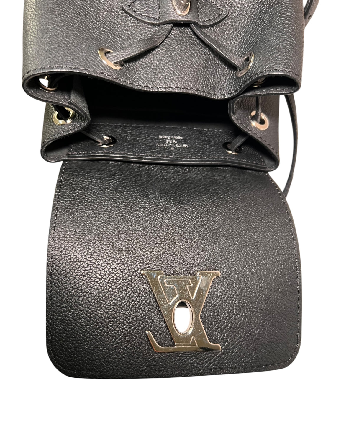 Louis Vuitton Lockme Backpack Black Leather Silver-Tone Hardware
