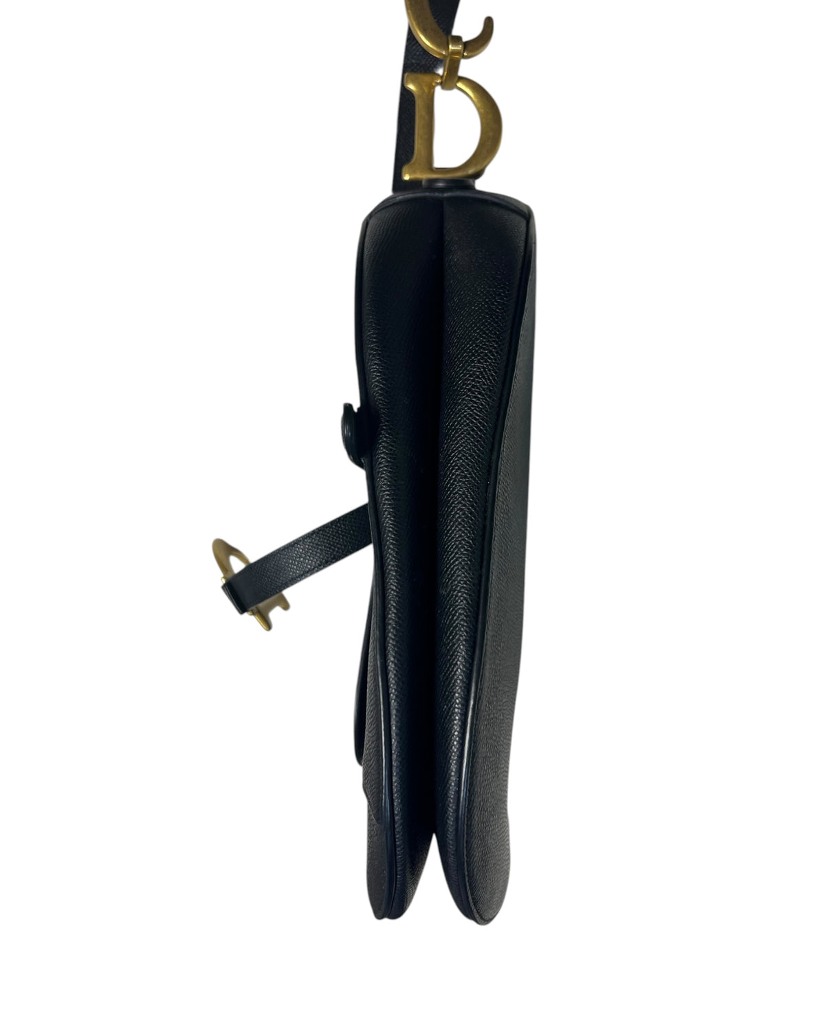 Dior Saddle Bag with Strap in Black Grained Calfskin