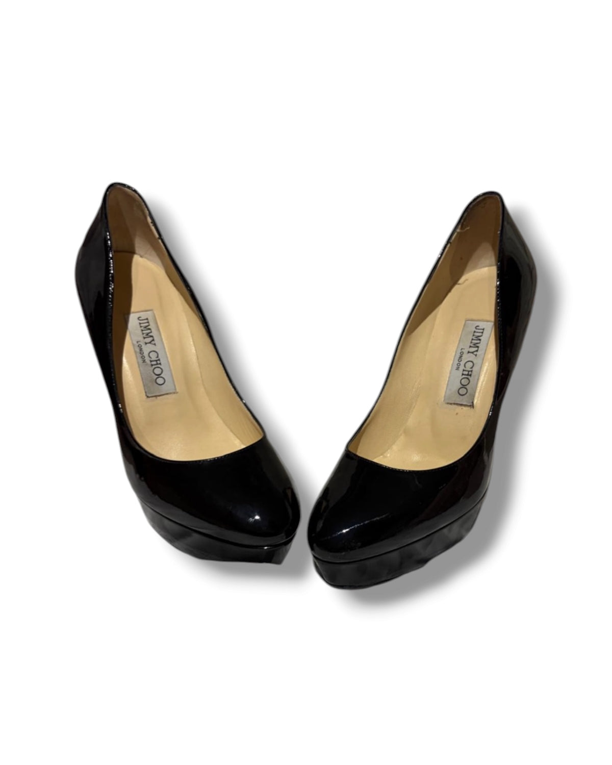 Jimmy Choo Black Patent Leather Platform Court Shoes - The Luxury Savvy