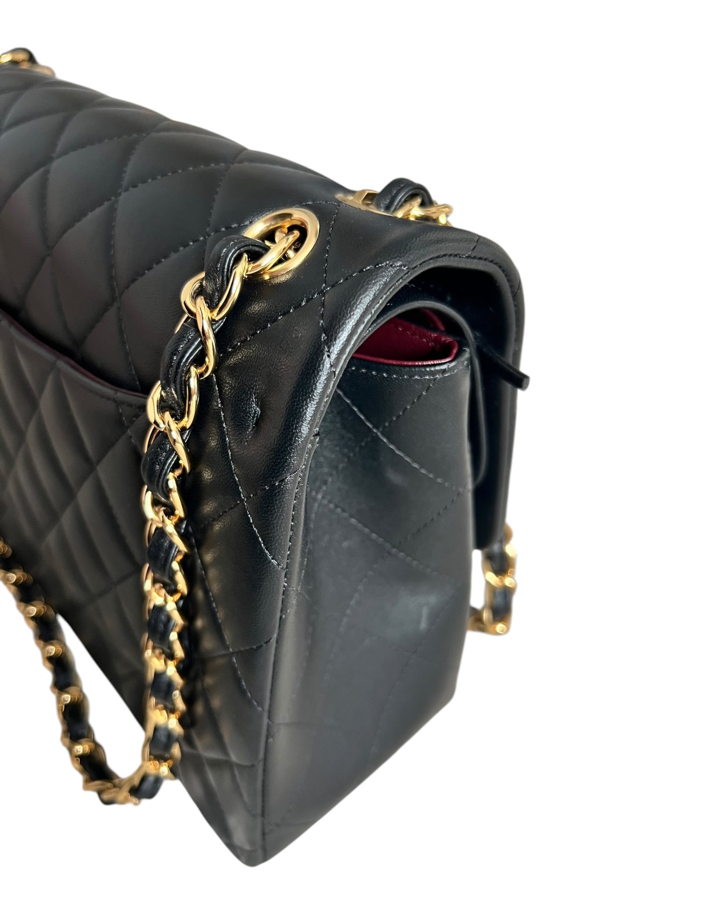 Chanel Classic Flap Jumbo – Black Lambskin Leather – Gold-Tone Hardware