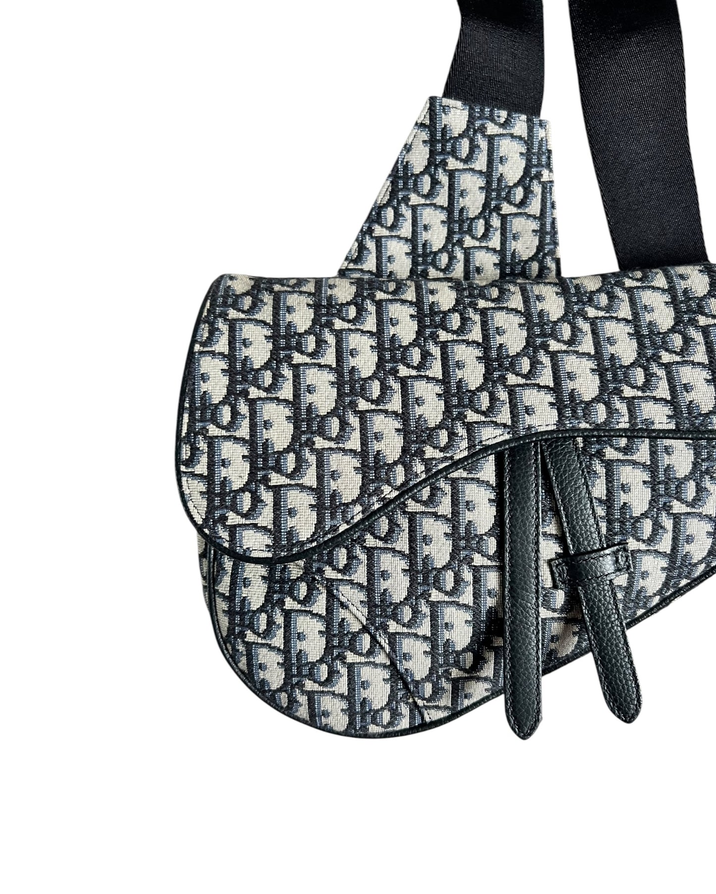 Christian Dior Saddle Bag – Beige & Black Dior Oblique Jacquard Crossbody Bag