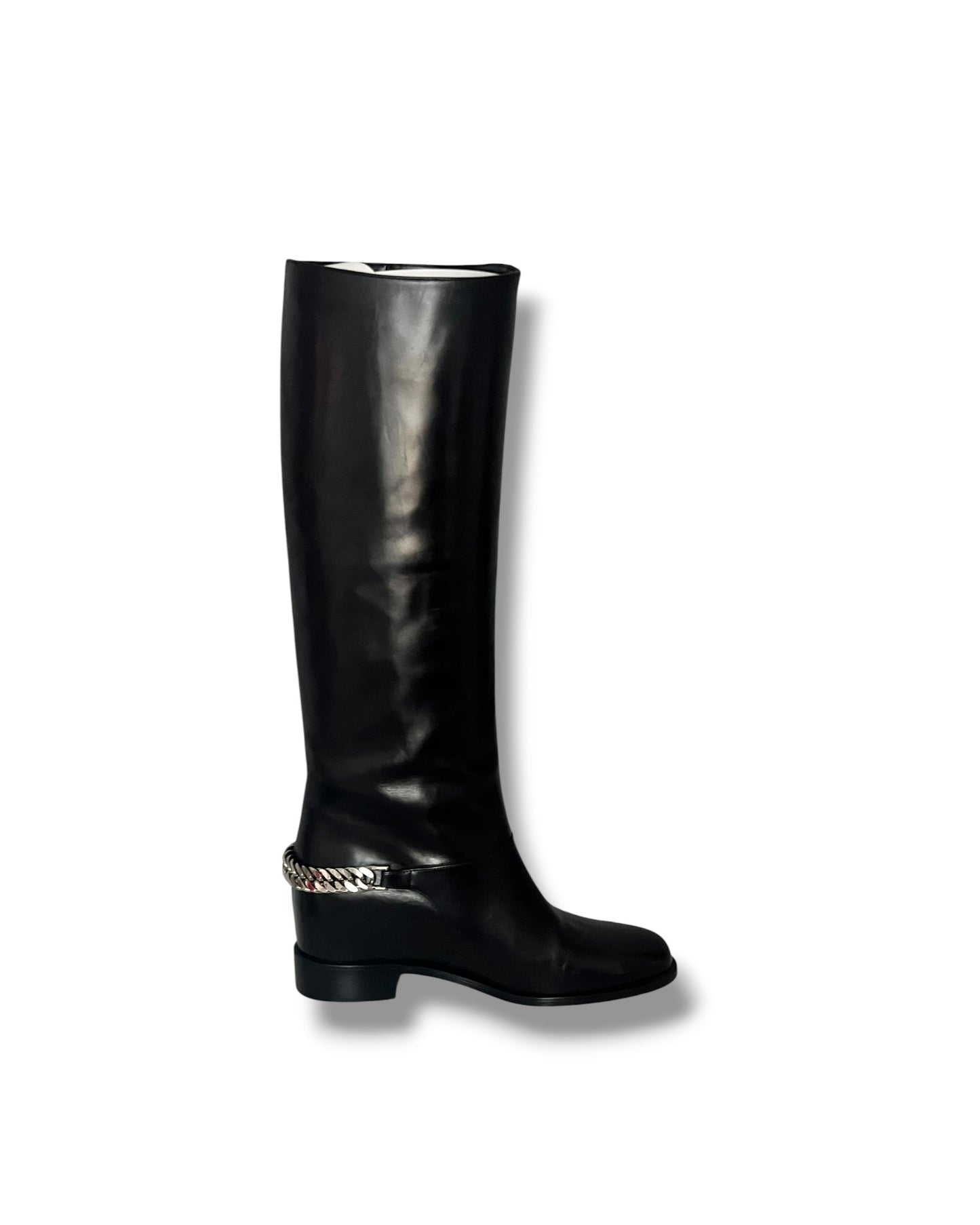 Christian Louboutin Cate Chain Riding Boots Black Leather | Size EU 36