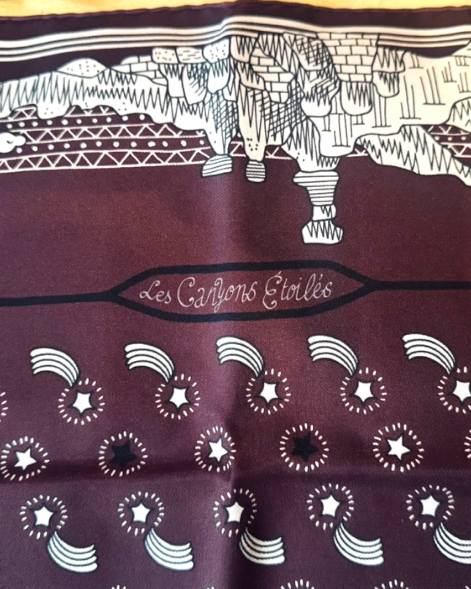Hermès “Les Canyons Étoilés” Bandana Scarf 55 – Burgundy - The Luxury Savvy