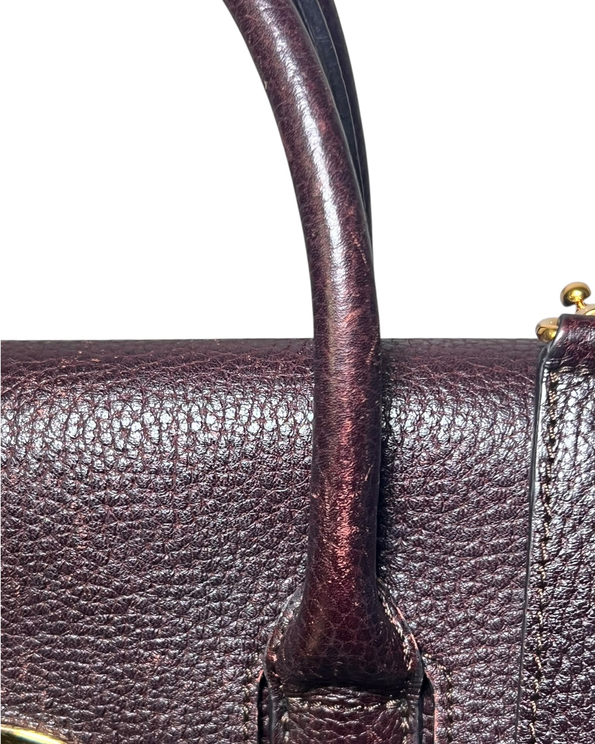 Mulberry Bayswater with Strap in Oxblood Grained Leather – Gold Hardware