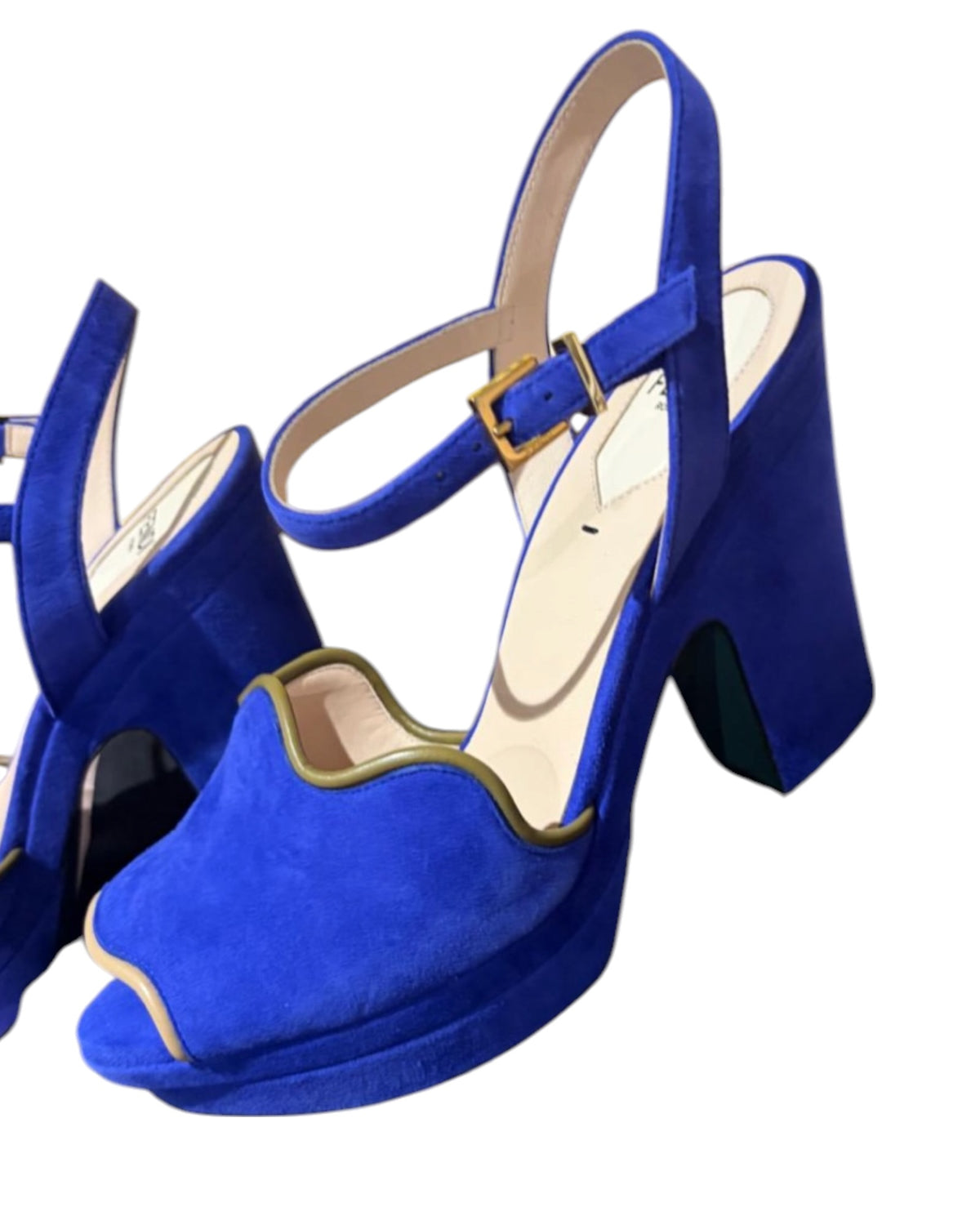 Fendi Suede Platform Slingback Heels – Electric Blue