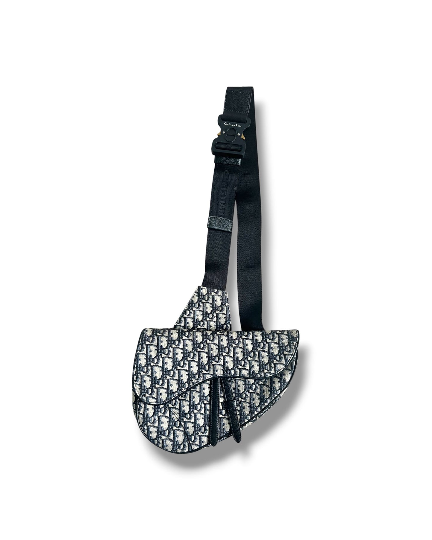 Christian Dior Saddle Bag – Beige & Black Dior Oblique Jacquard Crossbody Bag