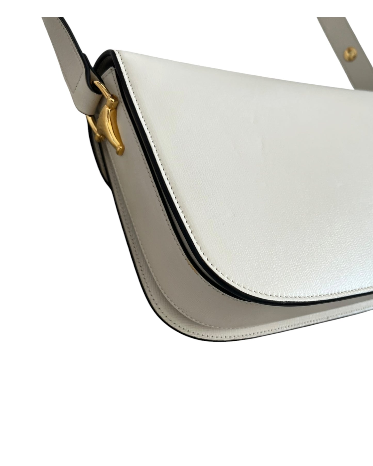 Gucci 1955 Horsebit Shoulder Bag in White Leather