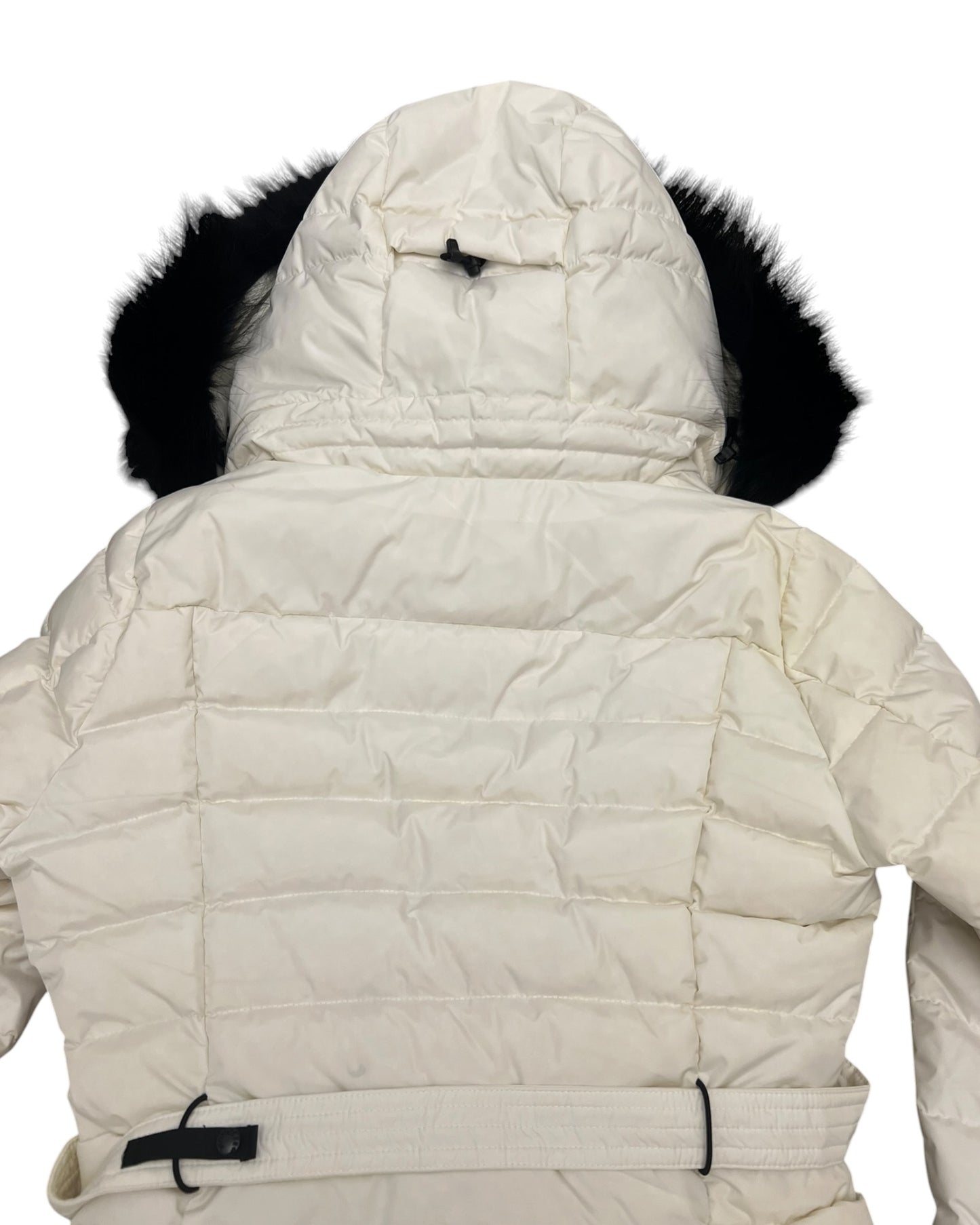 Moncler Grenoble White Down Ski Jacket with Black Fur-Trimmed Hood