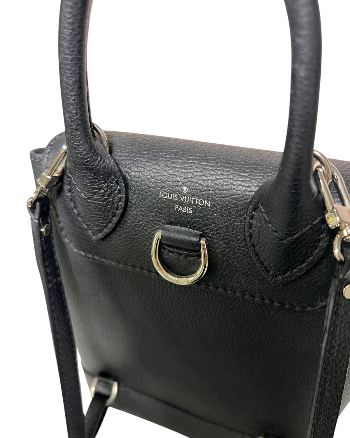 Louis Vuitton Lockme Backpack Black Leather Silver-Tone Hardware