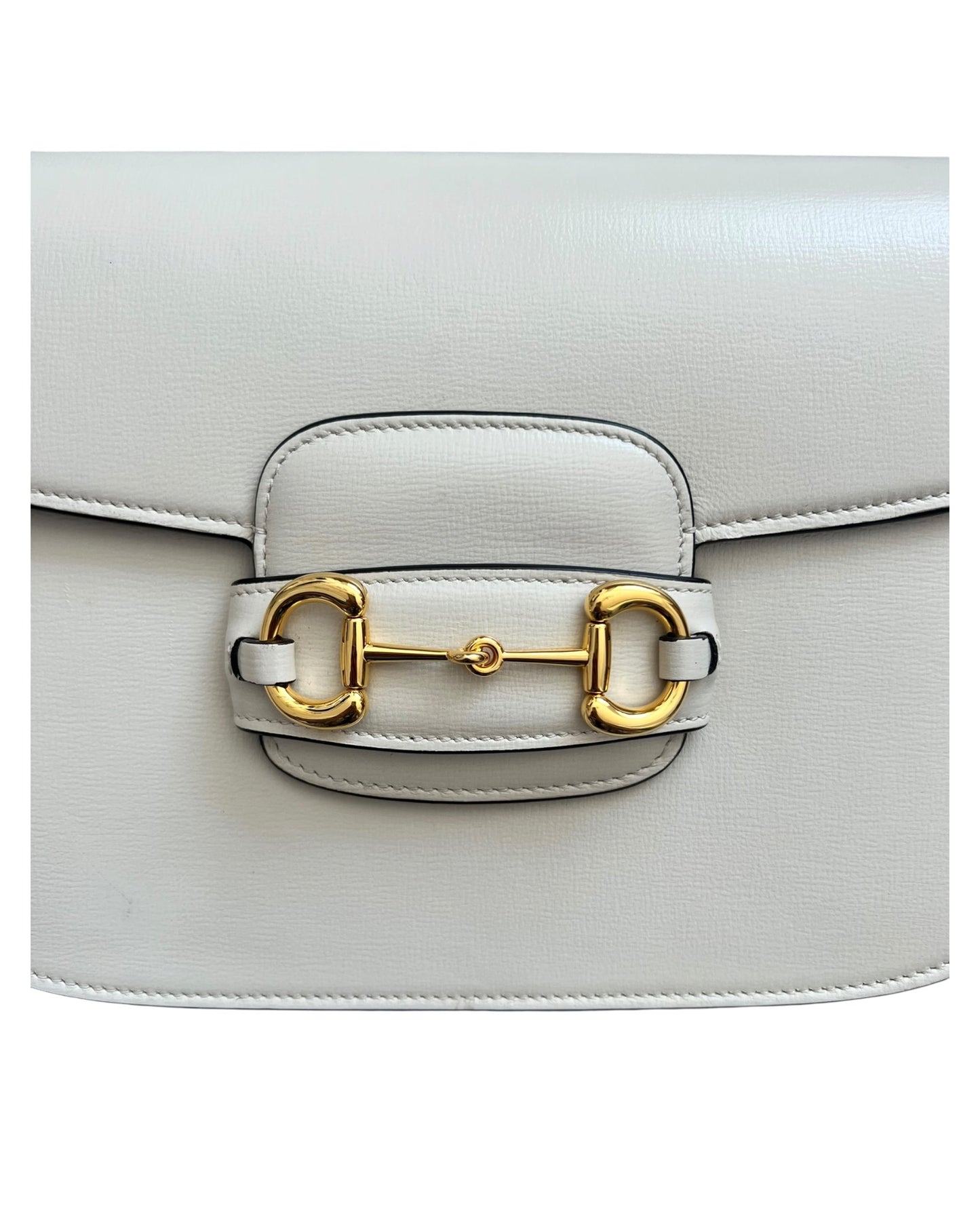 Gucci 1955 Horsebit Shoulder Bag in White Leather