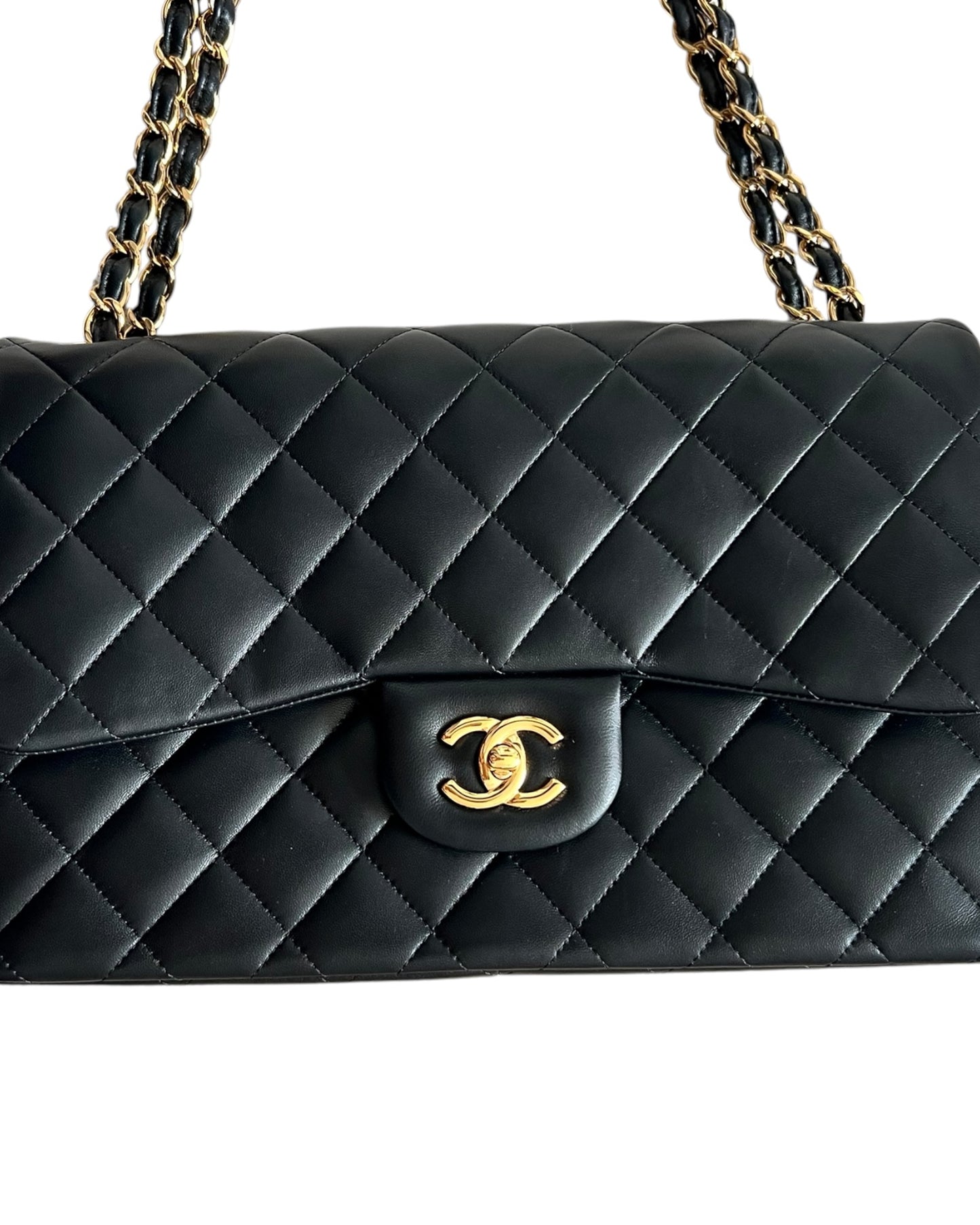 Chanel Classic Flap Jumbo – Black Lambskin Leather – Gold-Tone Hardware