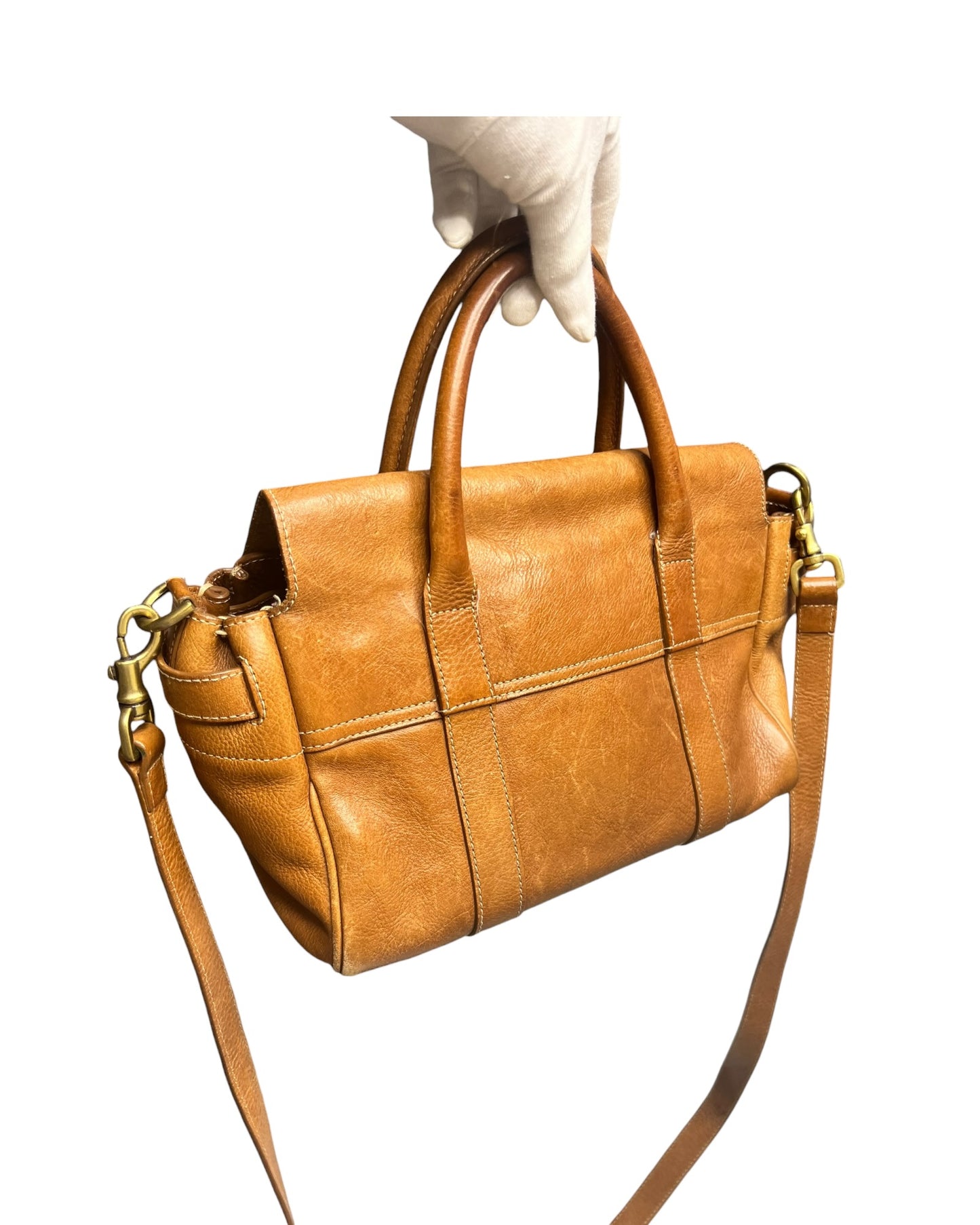 Mulberry Bayswater Natural Vegetable Tanned Leather Satchel in Oak - The Luxury Savvy