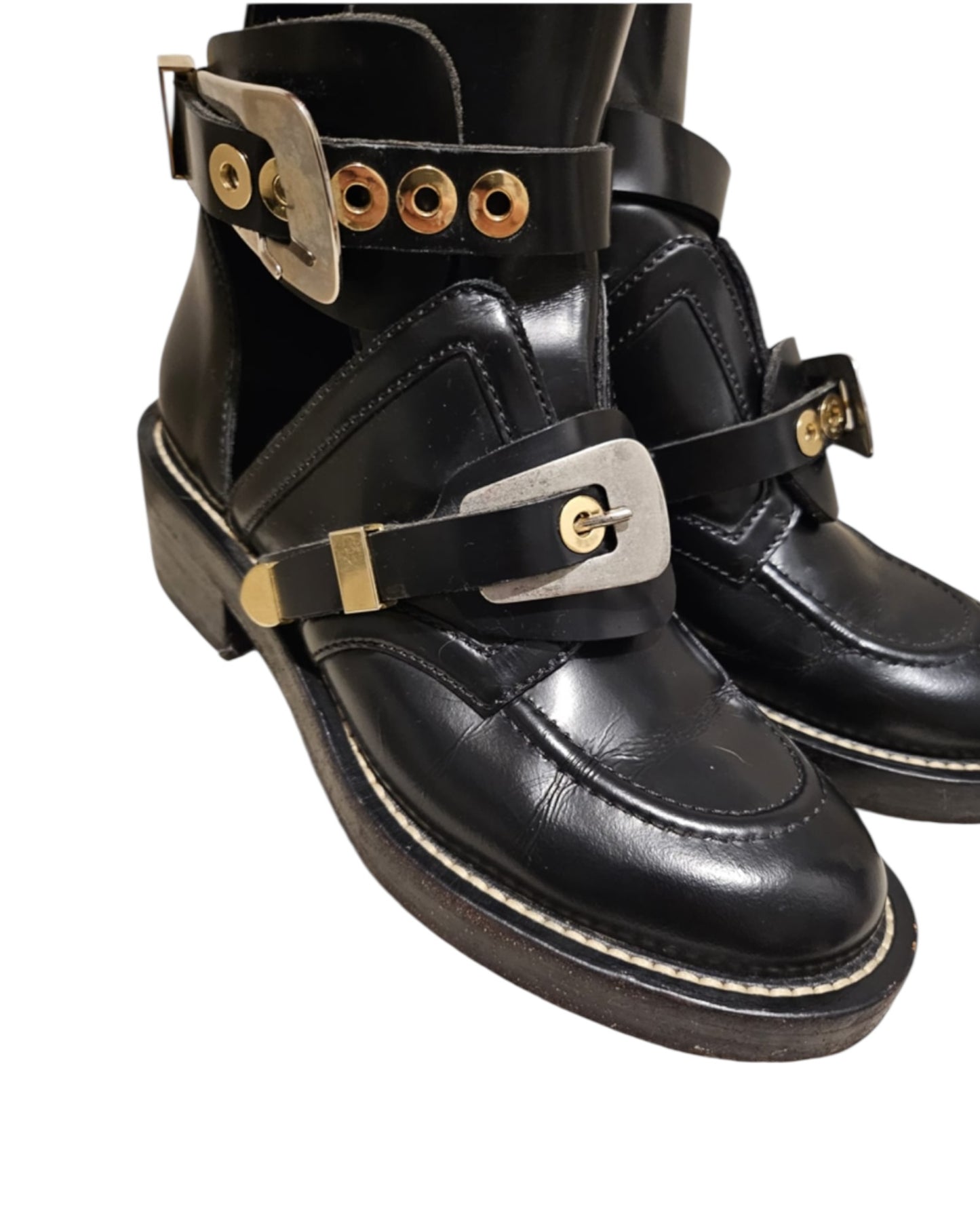 Balenciaga Ceinture Biker Boots | Black | Size 38 - The Luxury Savvy