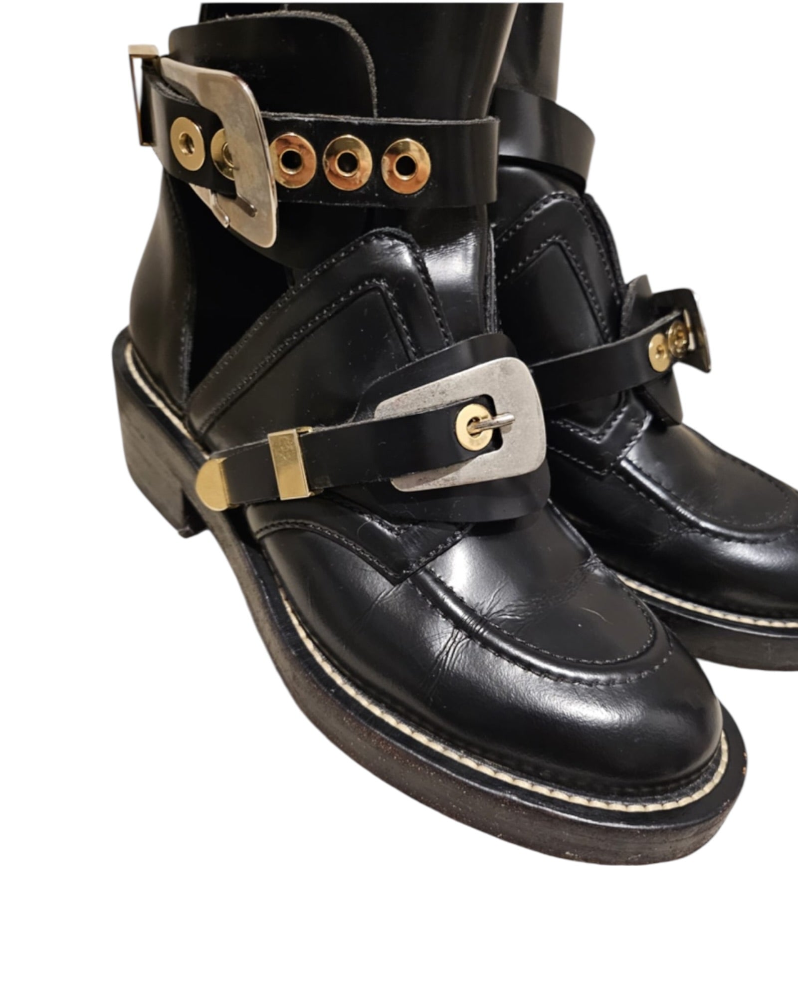 Balenciaga Ceinture Biker Boots | Black | Size 38 - The Luxury Savvy