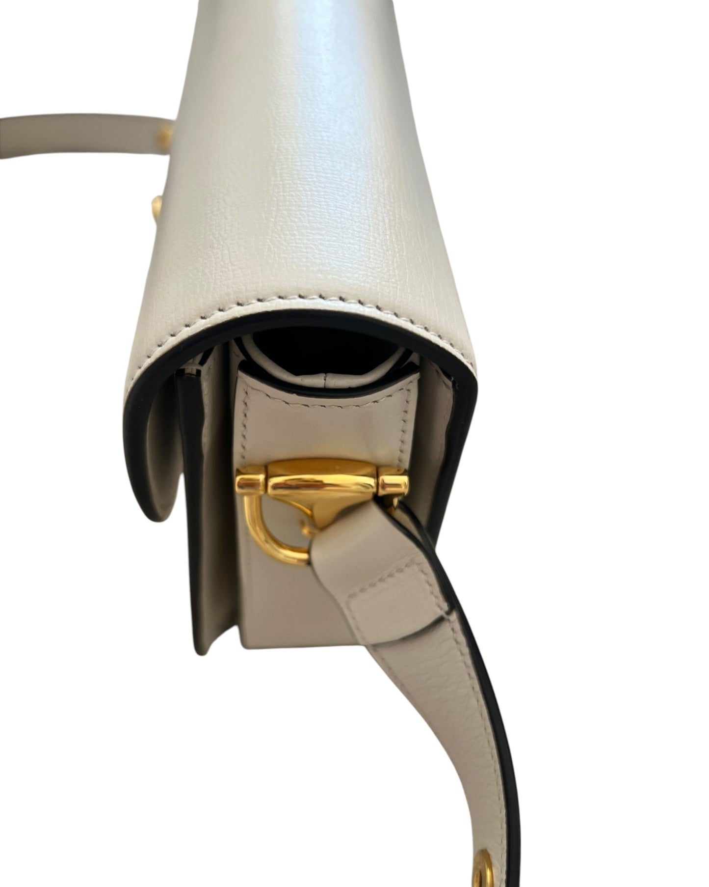Gucci 1955 Horsebit Shoulder Bag in White Leather