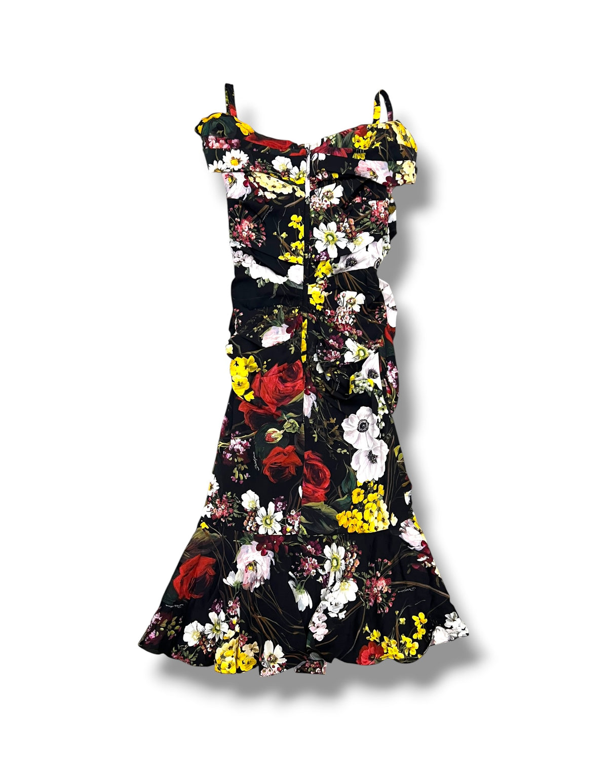 Dolce & Gabbana Black Floral Silk Midi Dress – IT 44