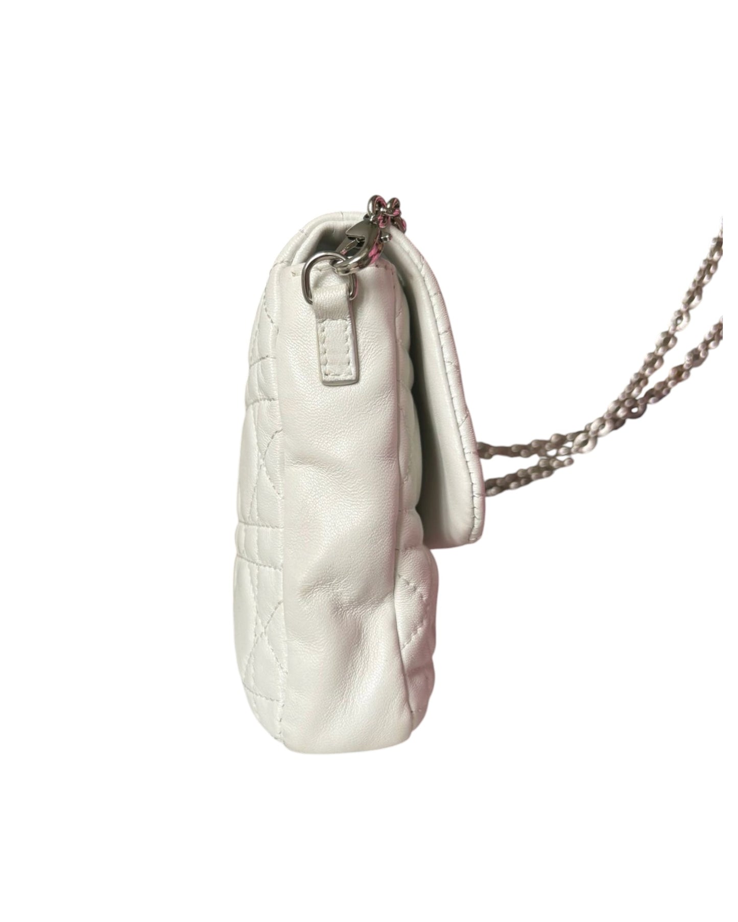 Christian Dior Miss Dior White Cannage Shoulder Bag | Silver Tone Hardware