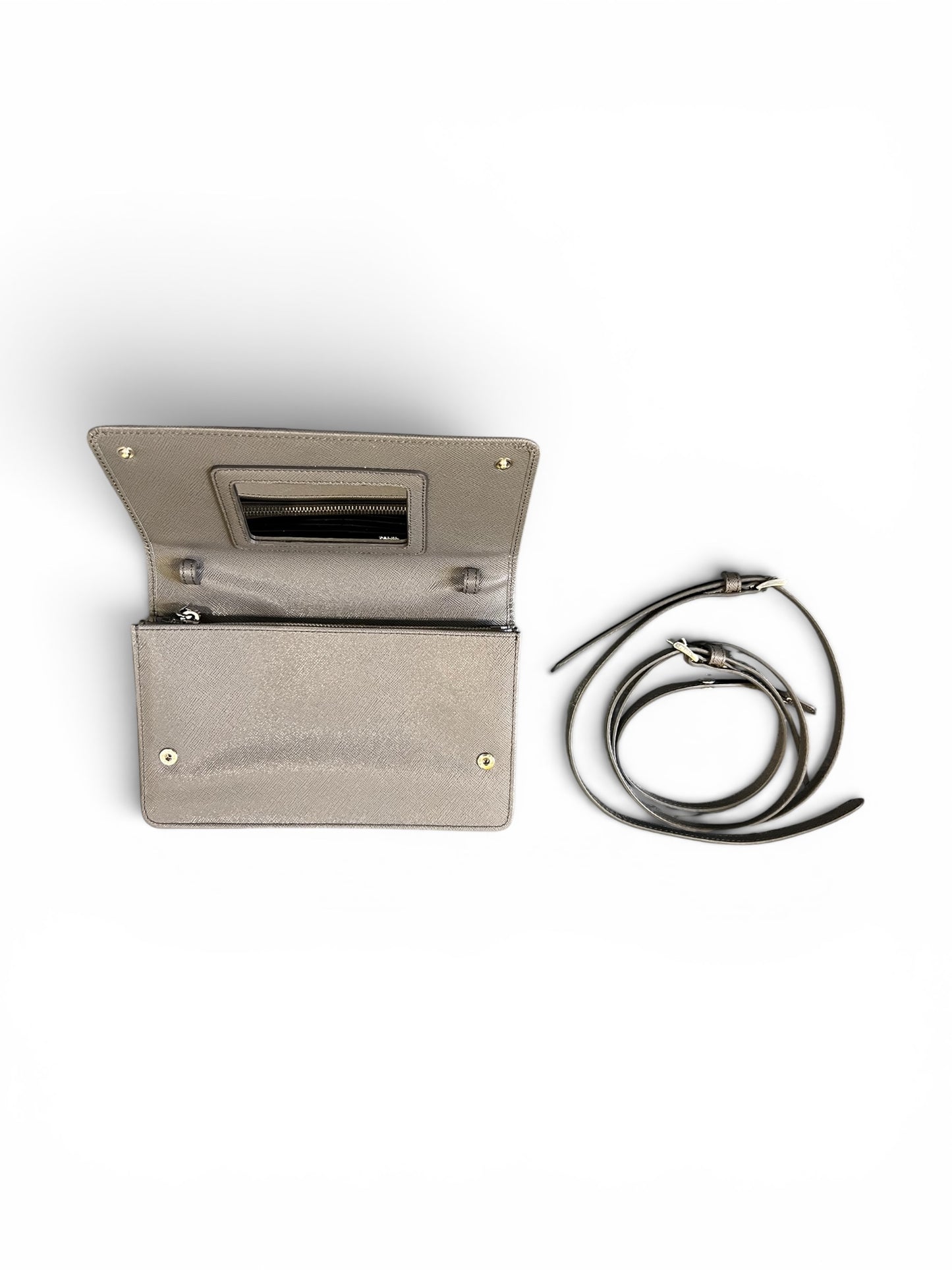 Prada Saffiano Leather Wallet on Chain – Grey
