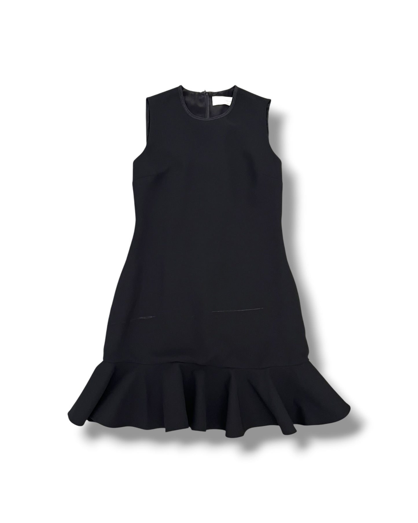 Victoria Beckham Black Sleeveless Ruffle Hem Dress – UK 12