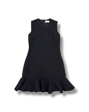 Victoria Beckham Black Sleeveless Ruffle Hem Dress – UK 12