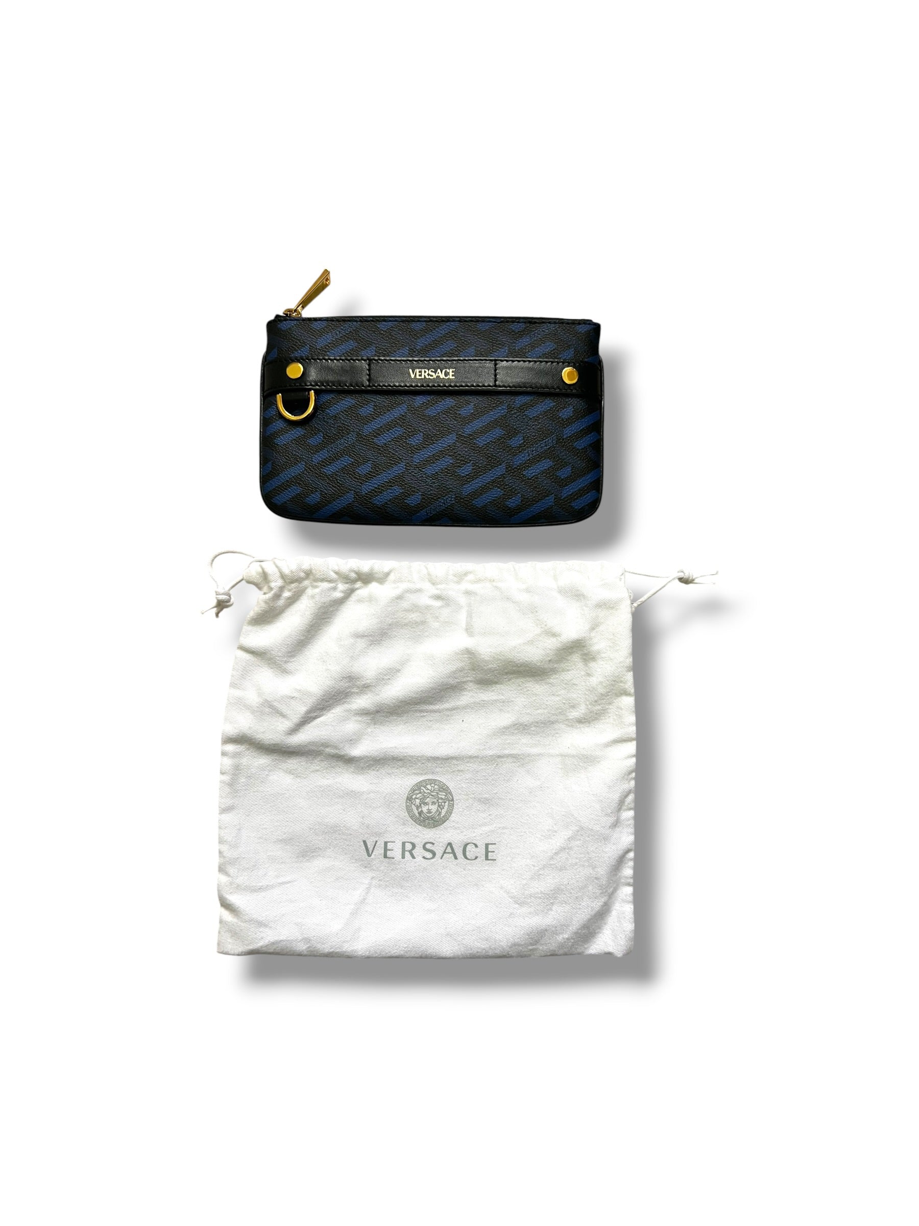 Versace Monogram Clutch Bag – Blue & Black - The Luxury Savvy