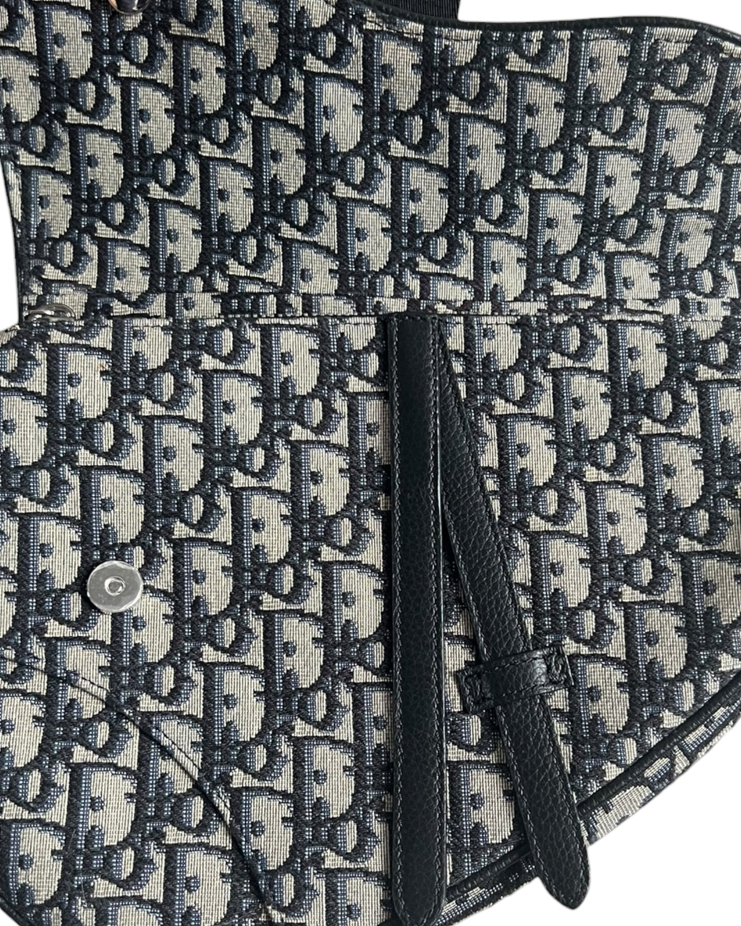 Christian Dior Saddle Bag – Beige & Black Dior Oblique Jacquard Crossbody Bag