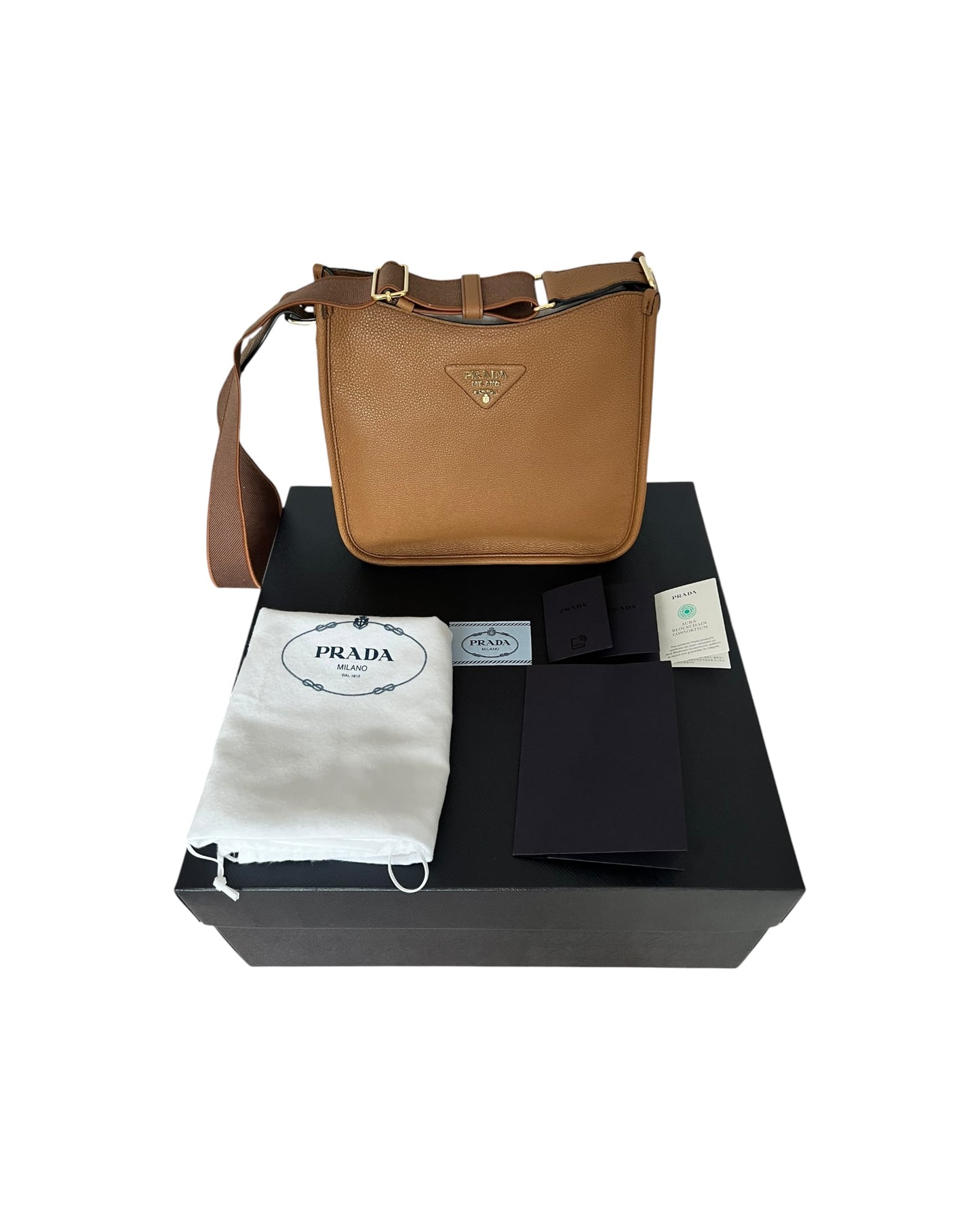 Prada Medium Leather Shoulder Bag - Tan - The Luxury Savvy