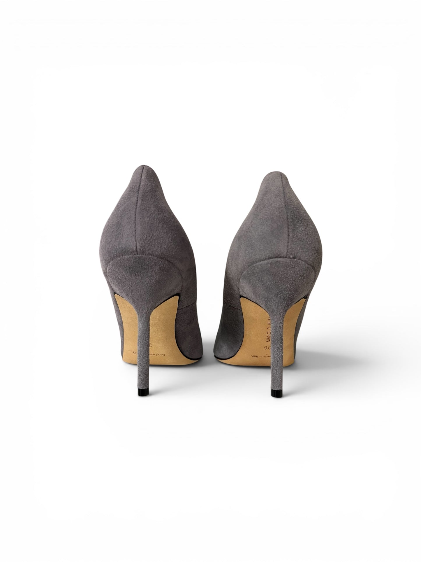 Manolo Blahnik BB Light Grey Suede Pumps | Size EU 36.5