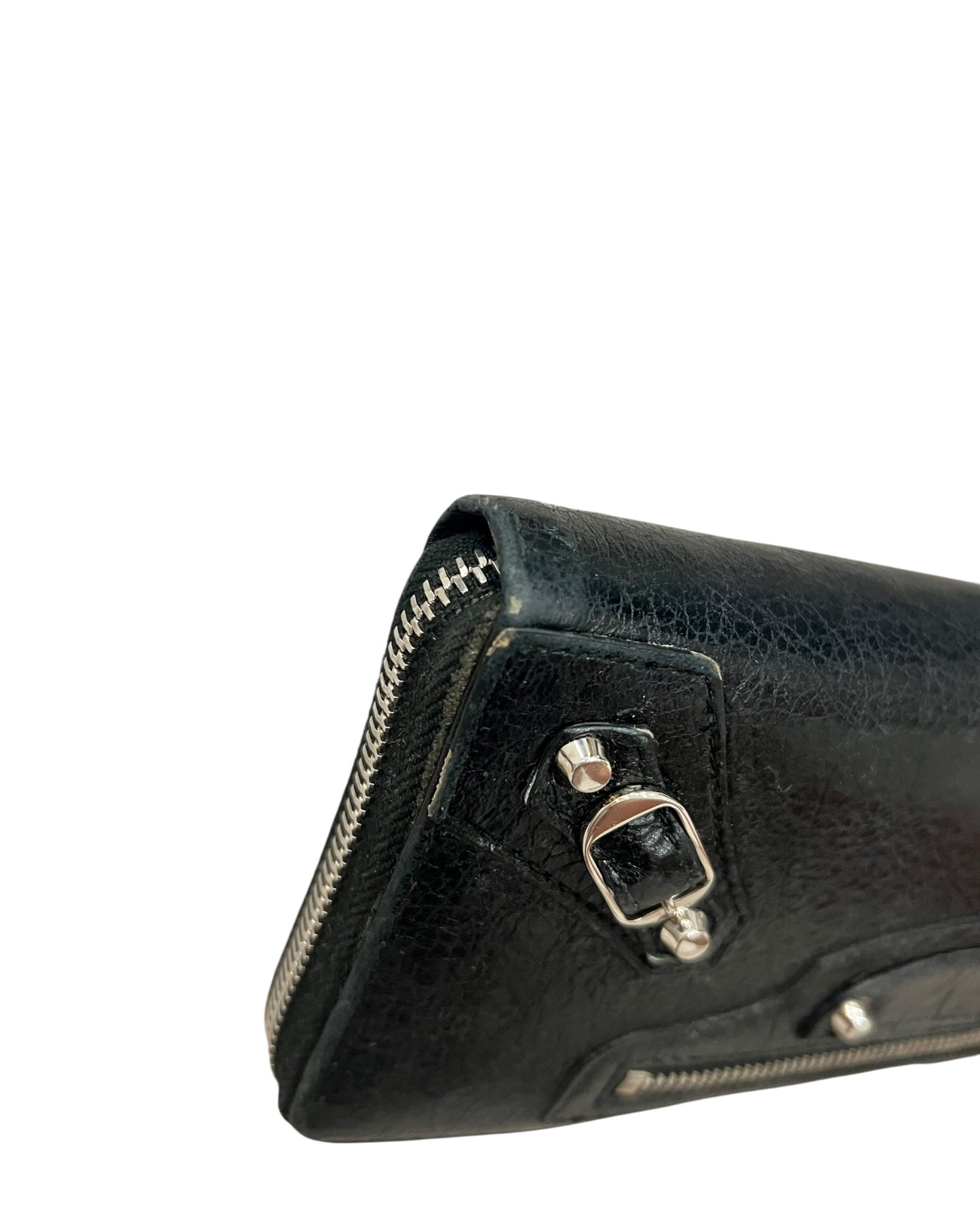 Balenciaga Classic Zip Around Wallet - Black Leather