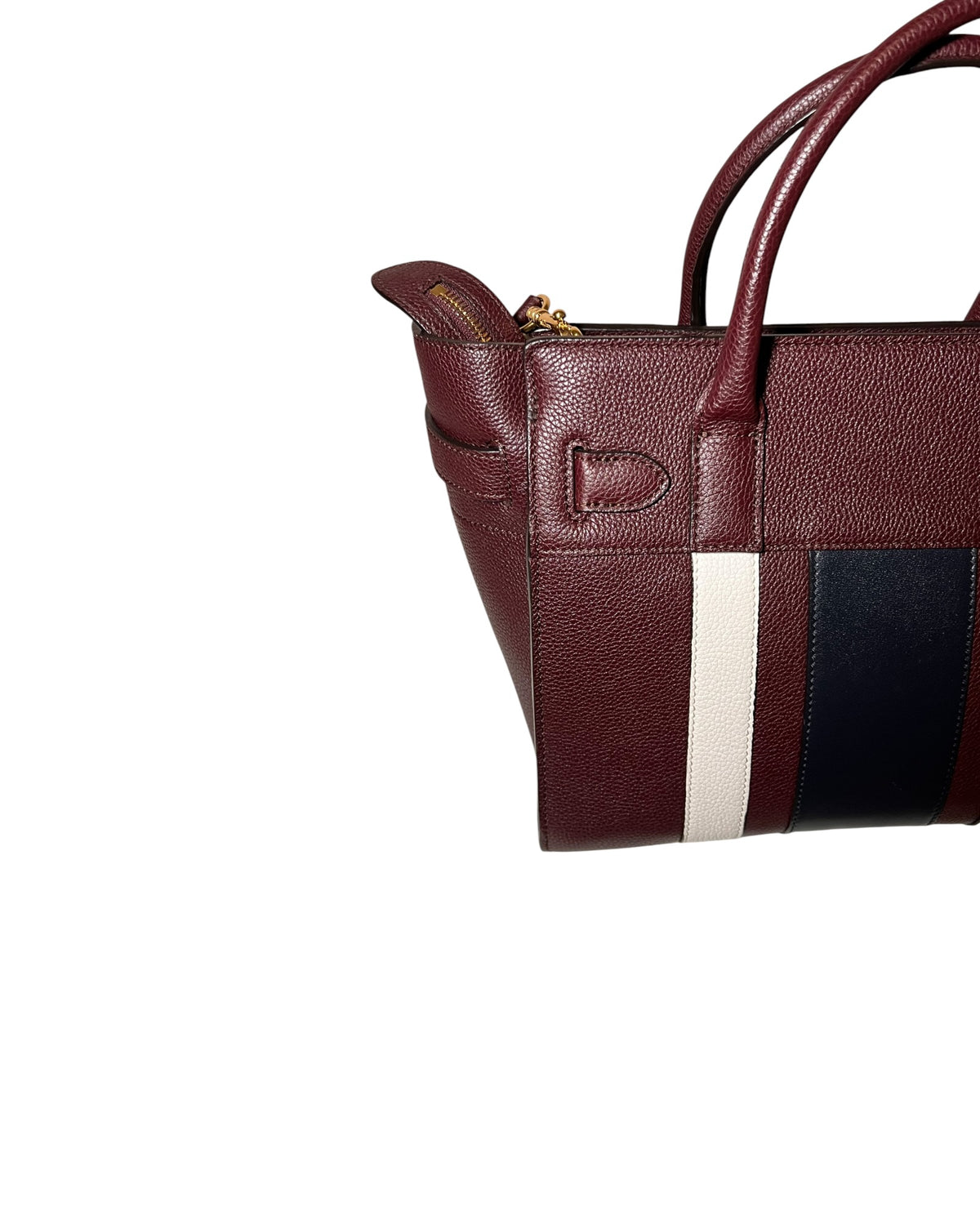 Mulberry College Stripe Tote Burgundy