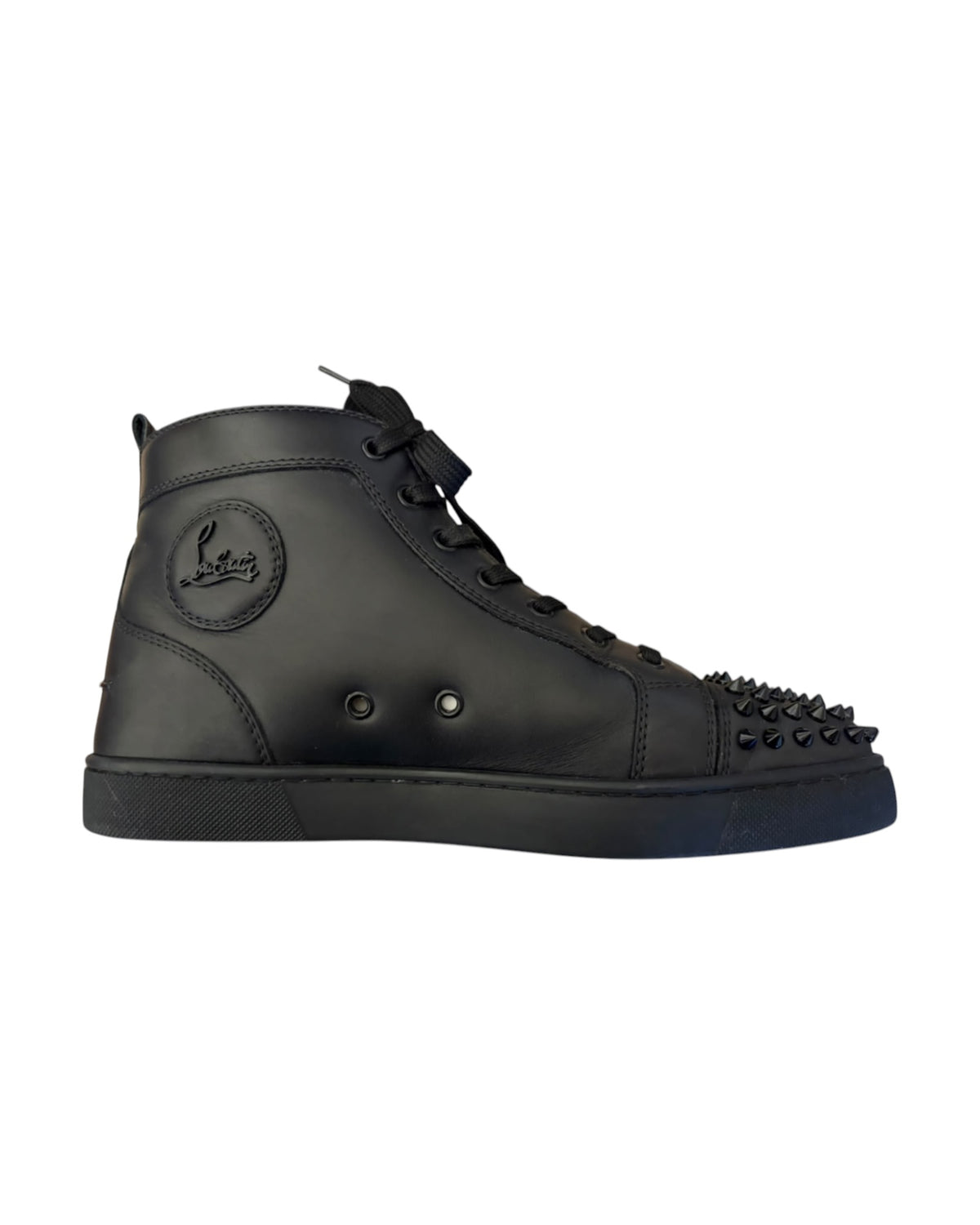 Christian Louboutin Louis Spikes High-Top Sneakers – Black Leather