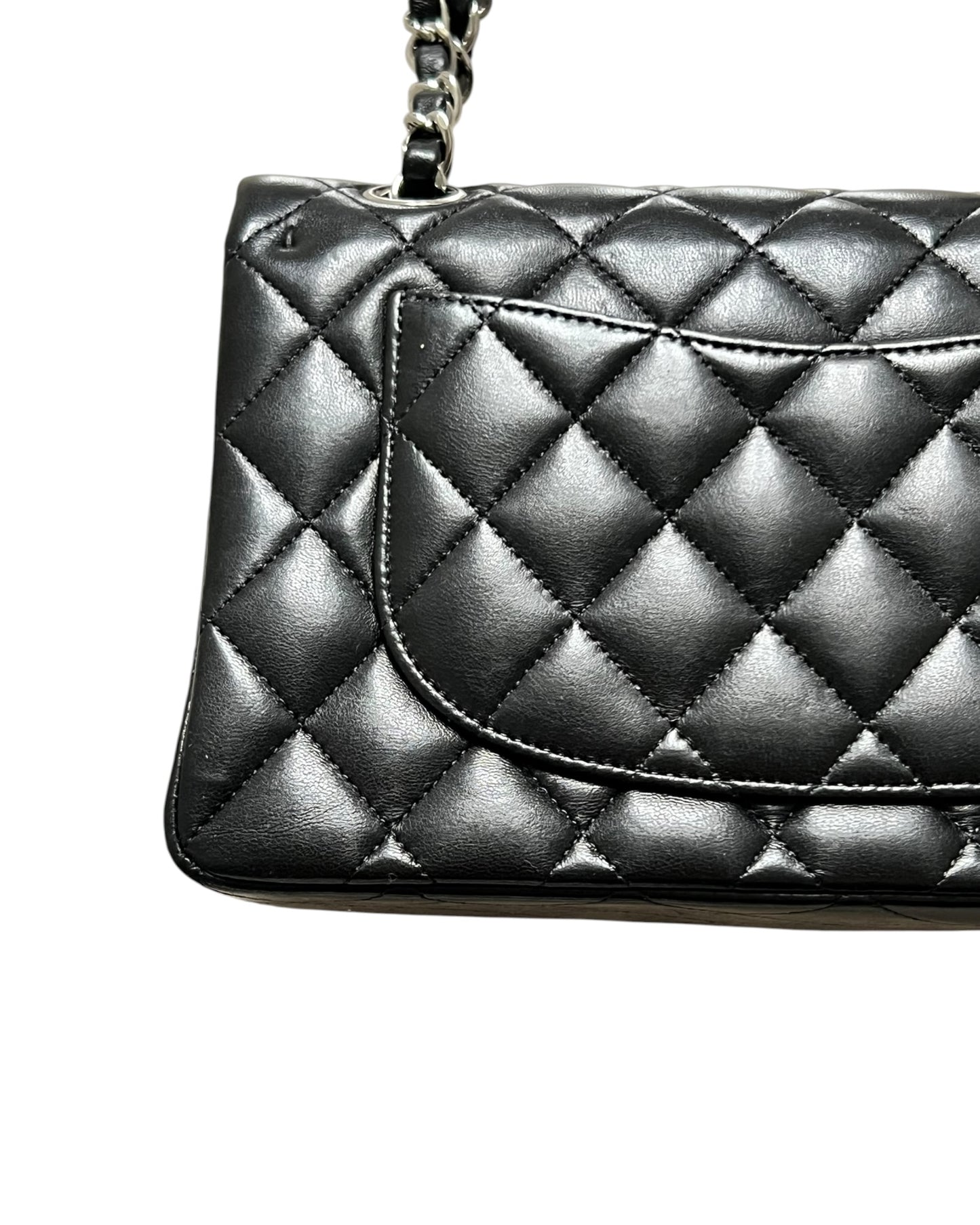 Chanel Small Classic Flap Black Lambskin Silver Tone Hardware