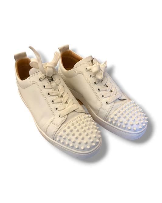 Christian Louboutin Louis Junior Spikes Flat Trainers – White - The Luxury Savvy