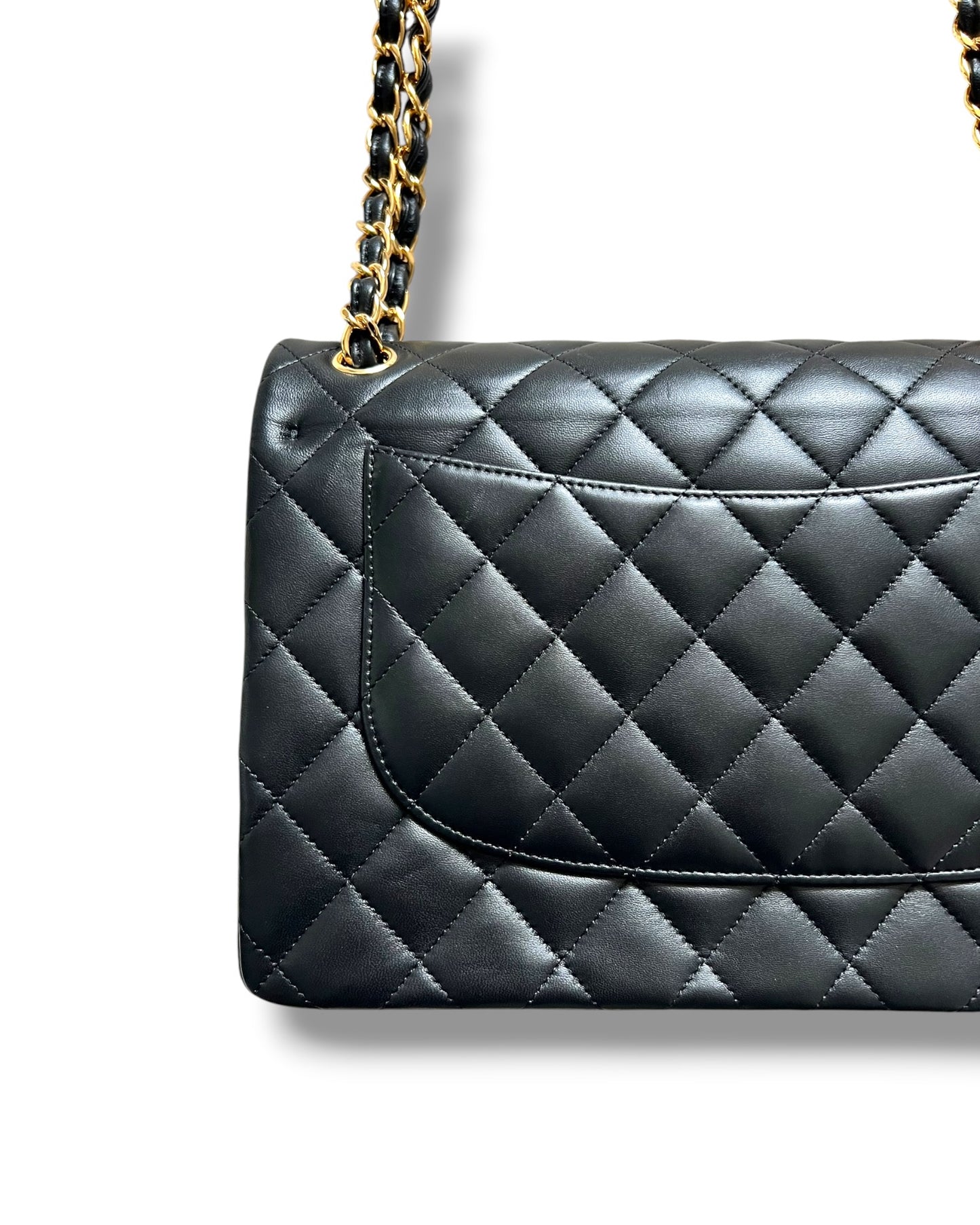 Chanel Classic Flap Jumbo – Black Lambskin Leather – Gold-Tone Hardware