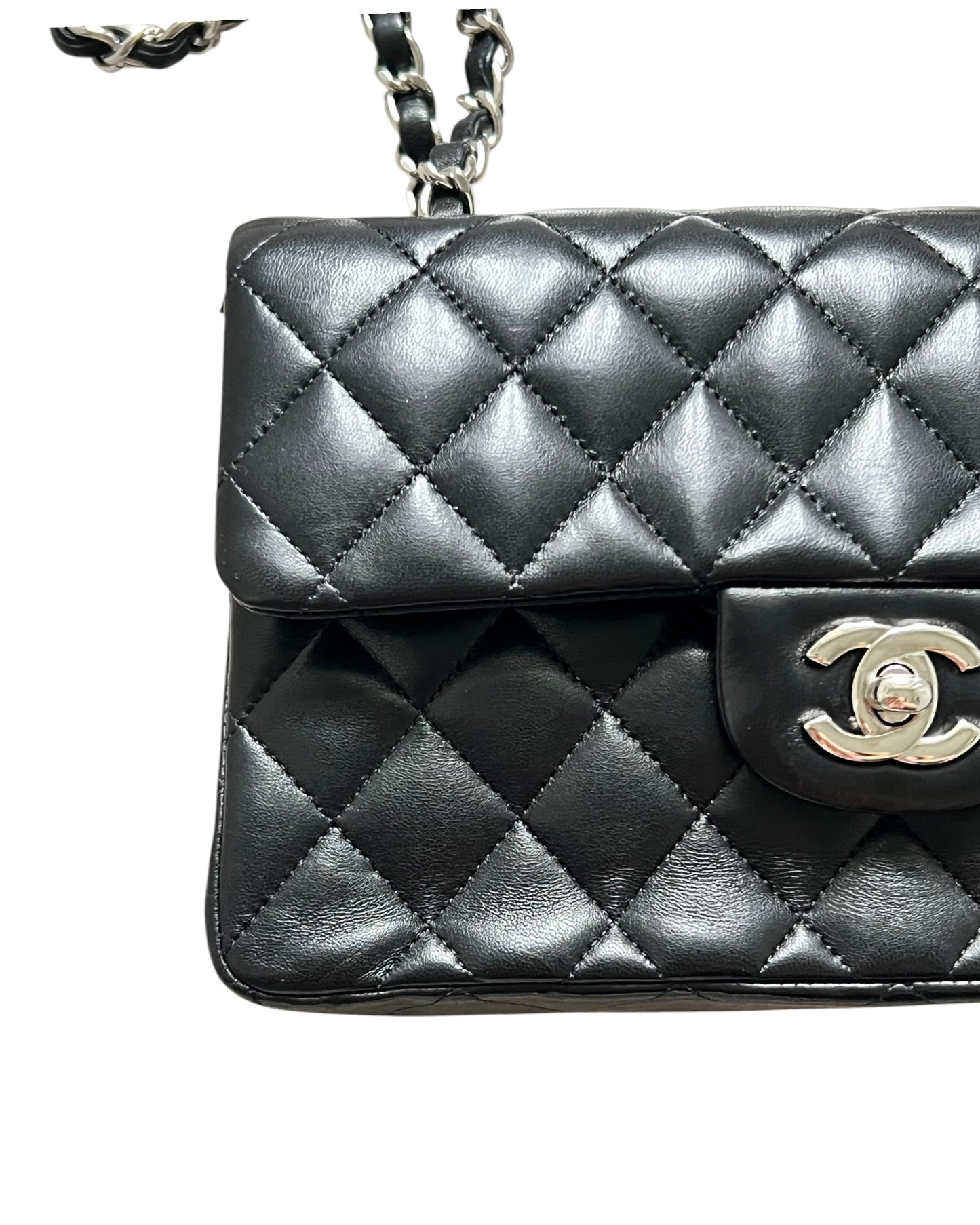 Chanel Small Classic Flap Black Lambskin Silver Tone Hardware