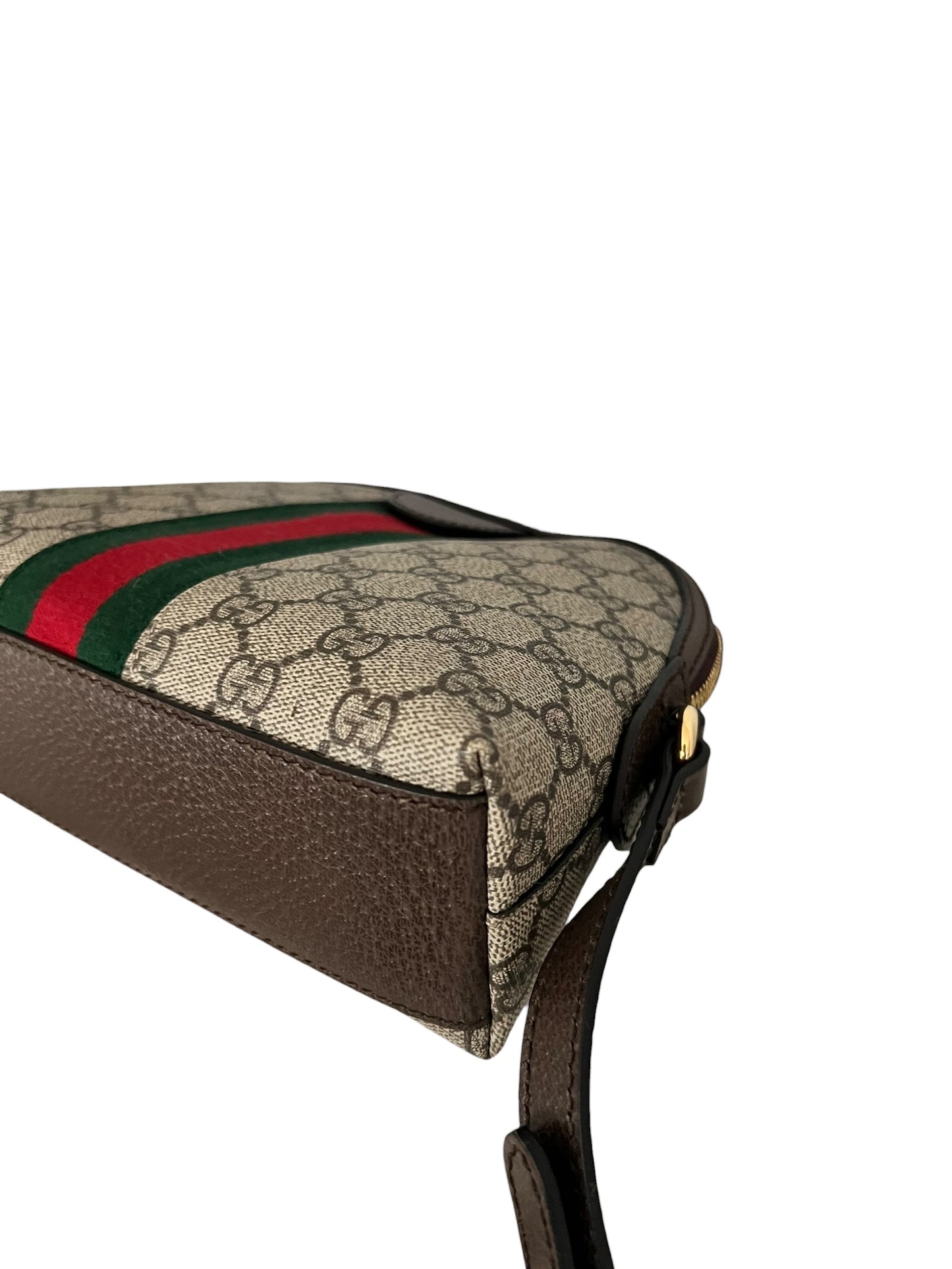 Gucci Ophidia Small GG Supreme Shoulder Bag with Web Stripe & Gold-Tone GG Hardware