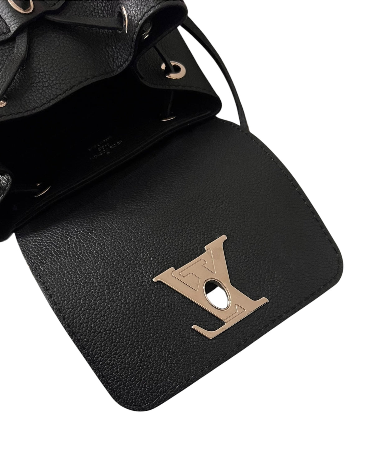 Louis Vuitton Lockme Backpack Black Leather Silver-Tone Hardware