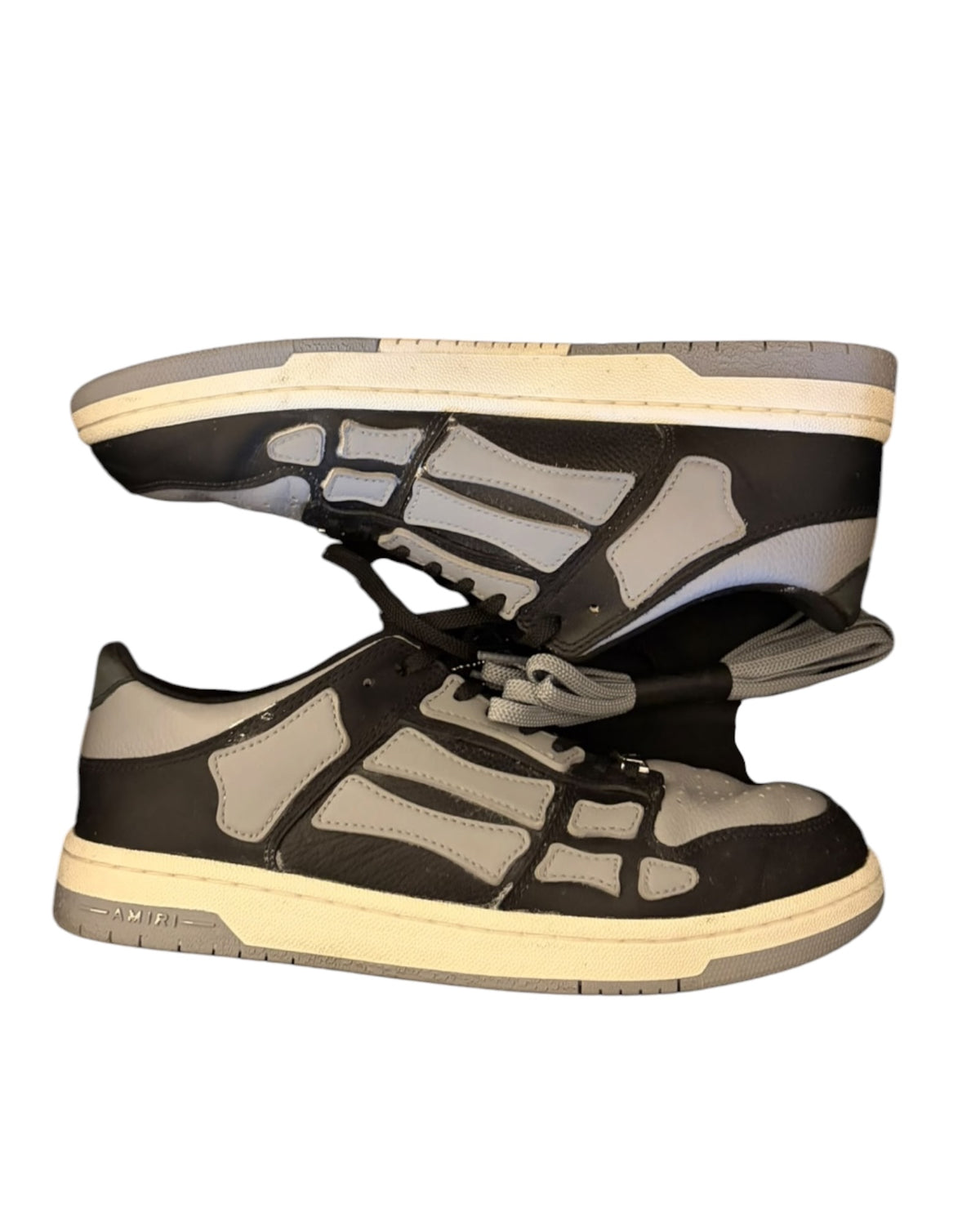 Amiri Skel Top Low Leather Trainers – Black/Grey