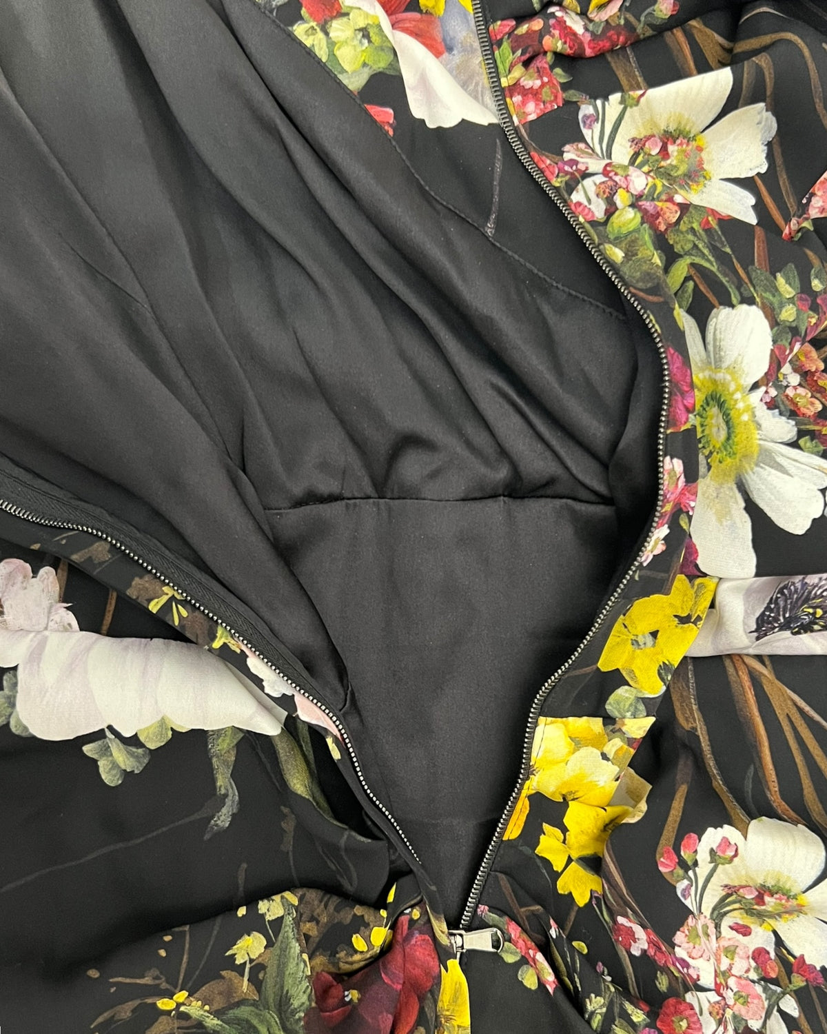 Dolce & Gabbana Black Floral Silk Midi Dress – IT 44