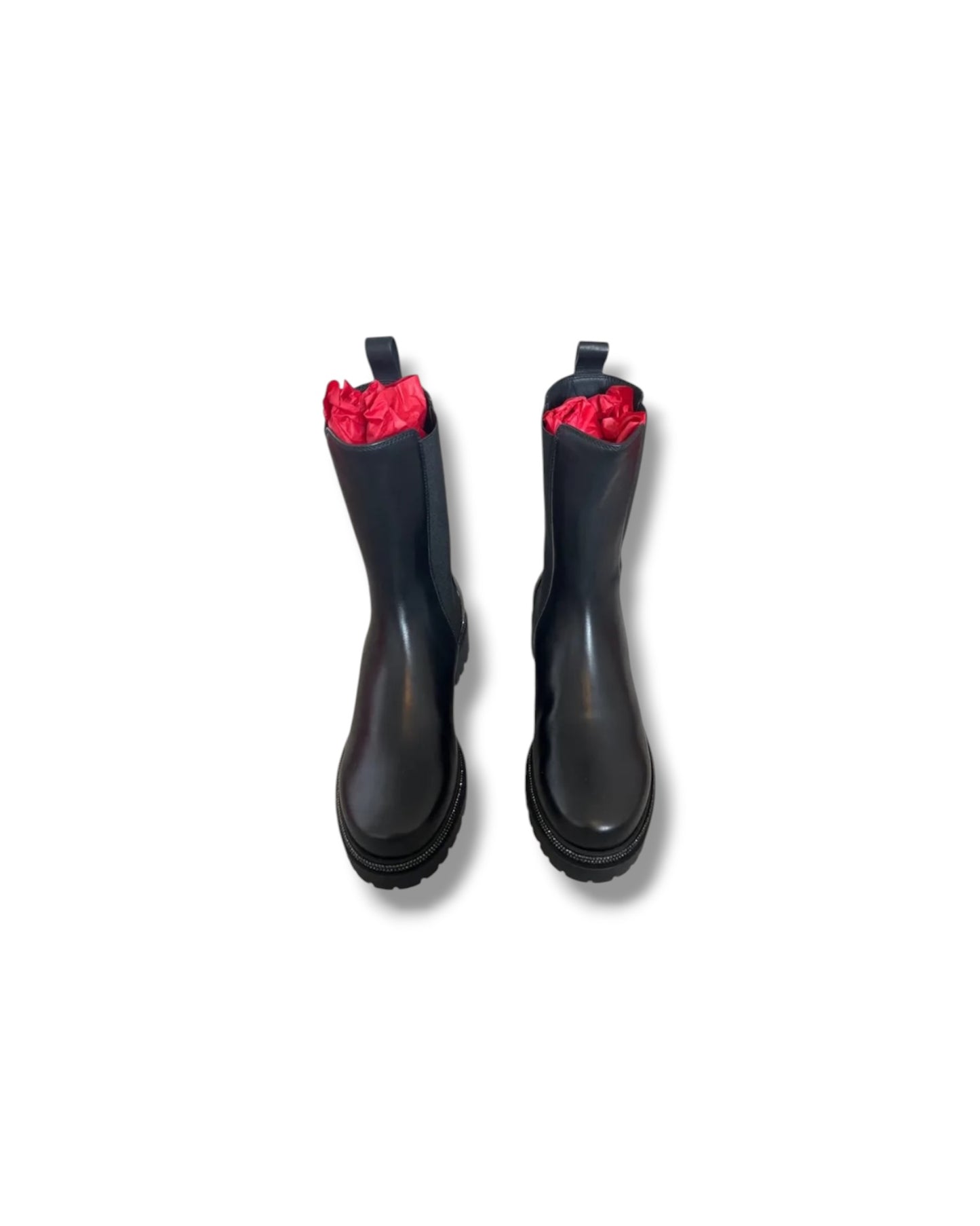 René Caovilla Bika Black Leather Chelsea Boots | Size EU 37