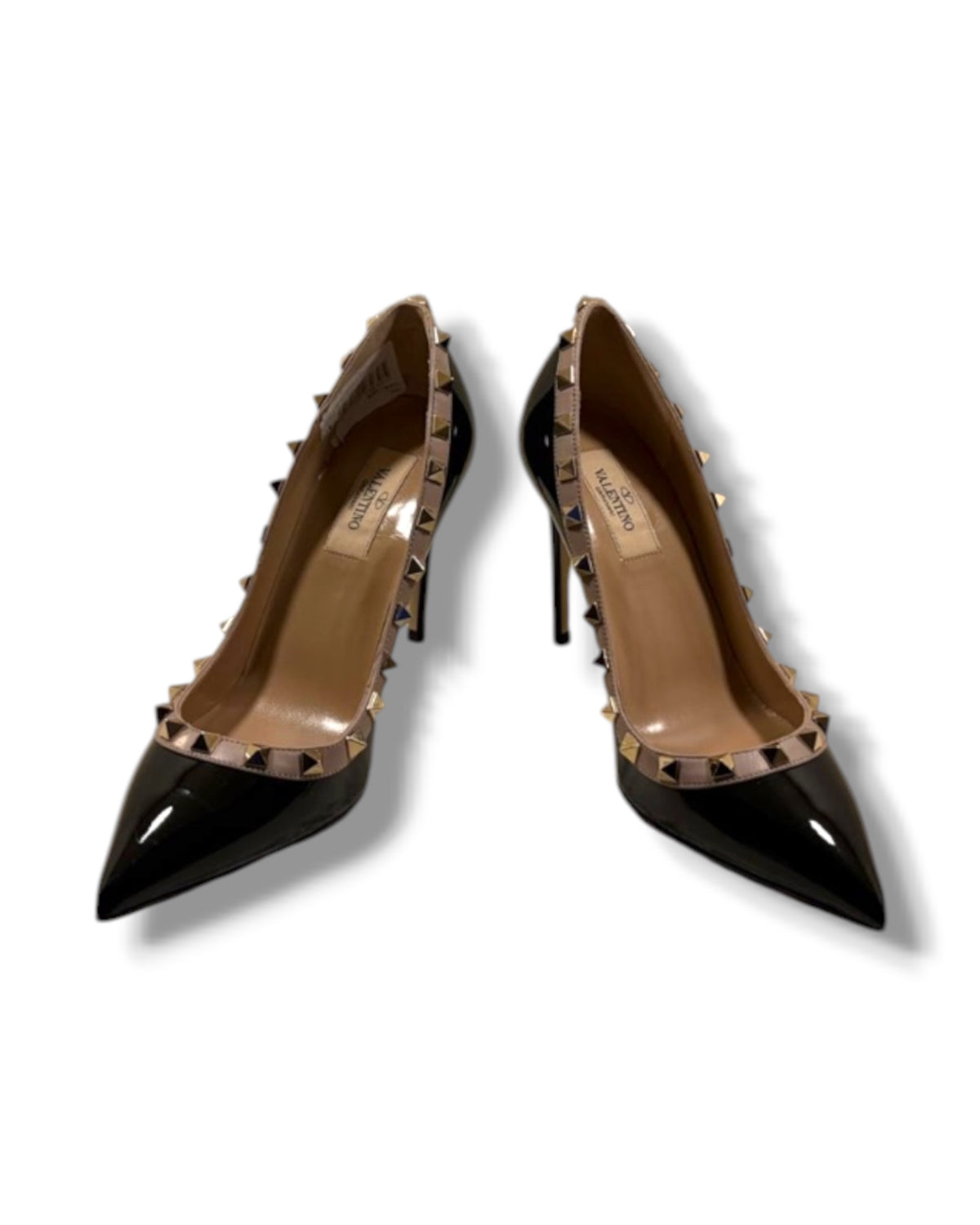 Valentino Garavani Rockstud Pointed-Toe Pumps – Black Patent Leather