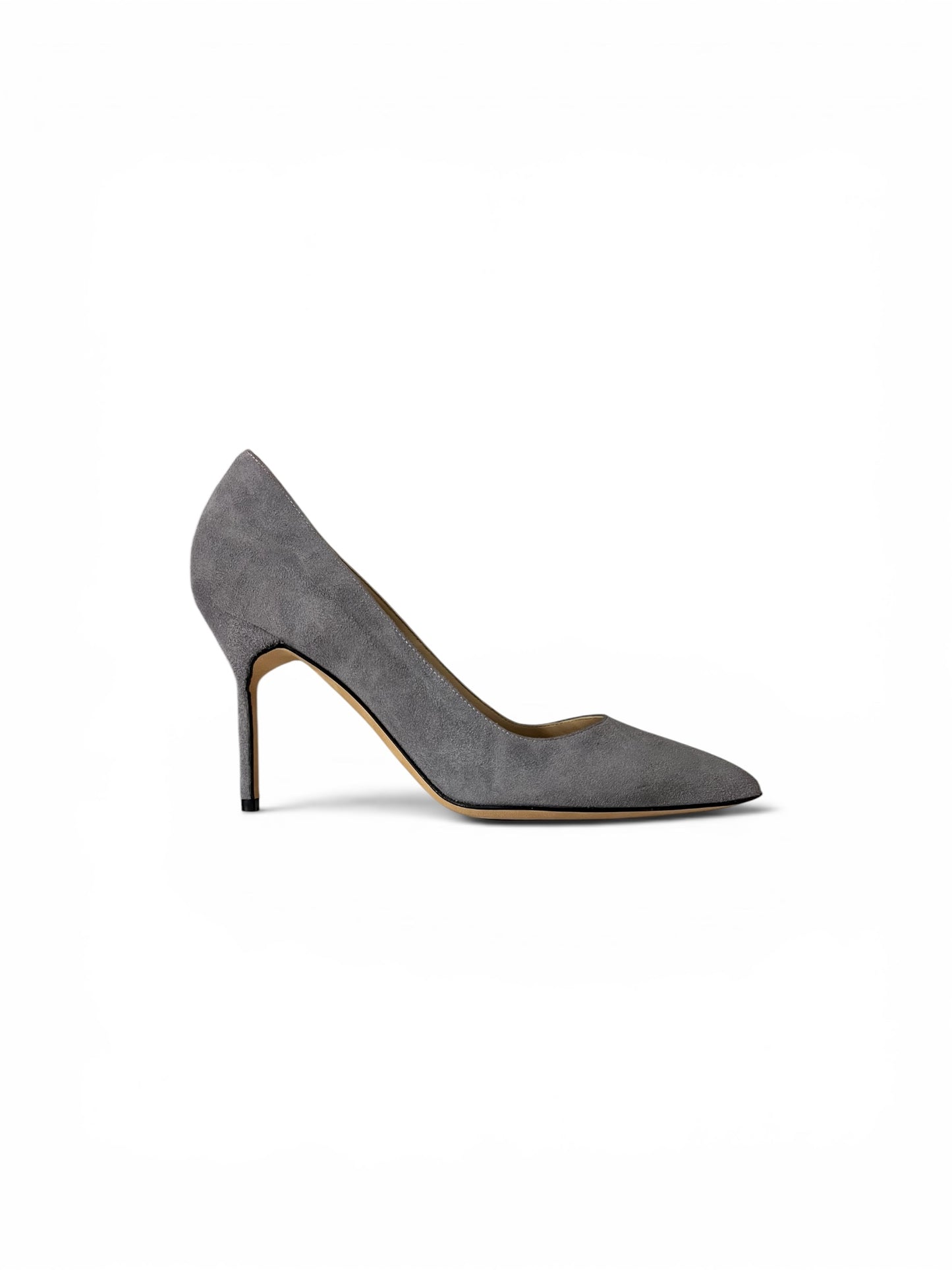 Manolo Blahnik BB Light Grey Suede Pumps | Size EU 36.5