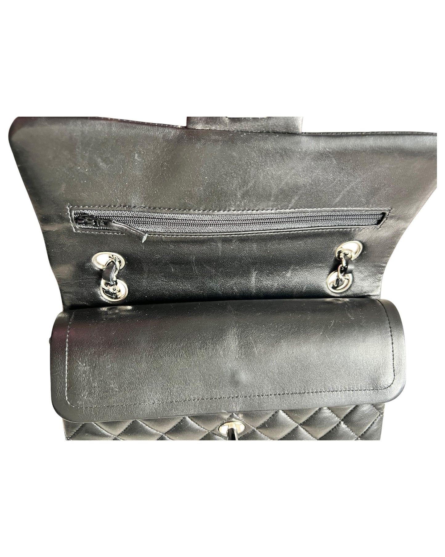 Chanel Small Classic Flap Black Lambskin Silver Tone Hardware