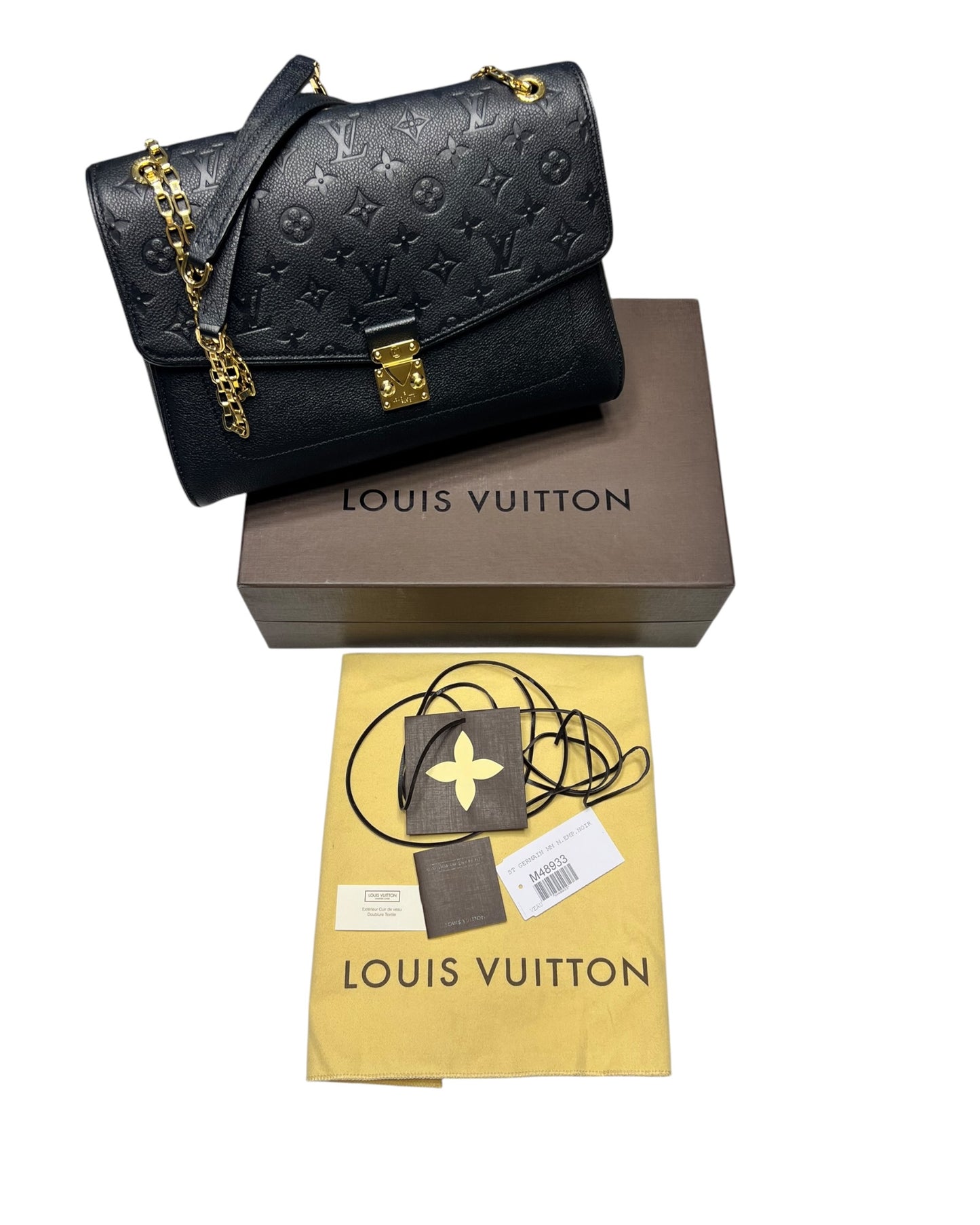 Louis Vuitton Saint-Germain MM Black Monogram Empreinte Leather Shoulder Bag – Gold Hardware